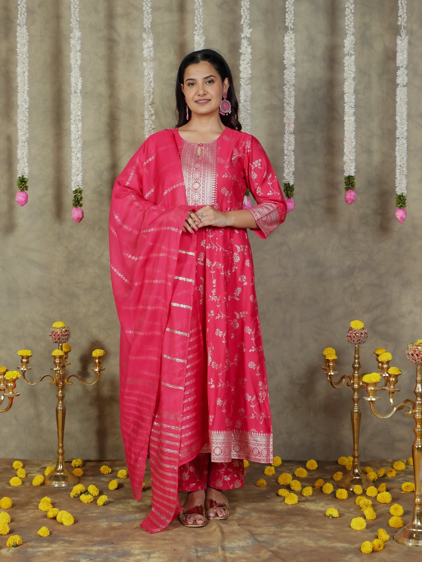 Chanderi Solid Royal Pink Dupatta