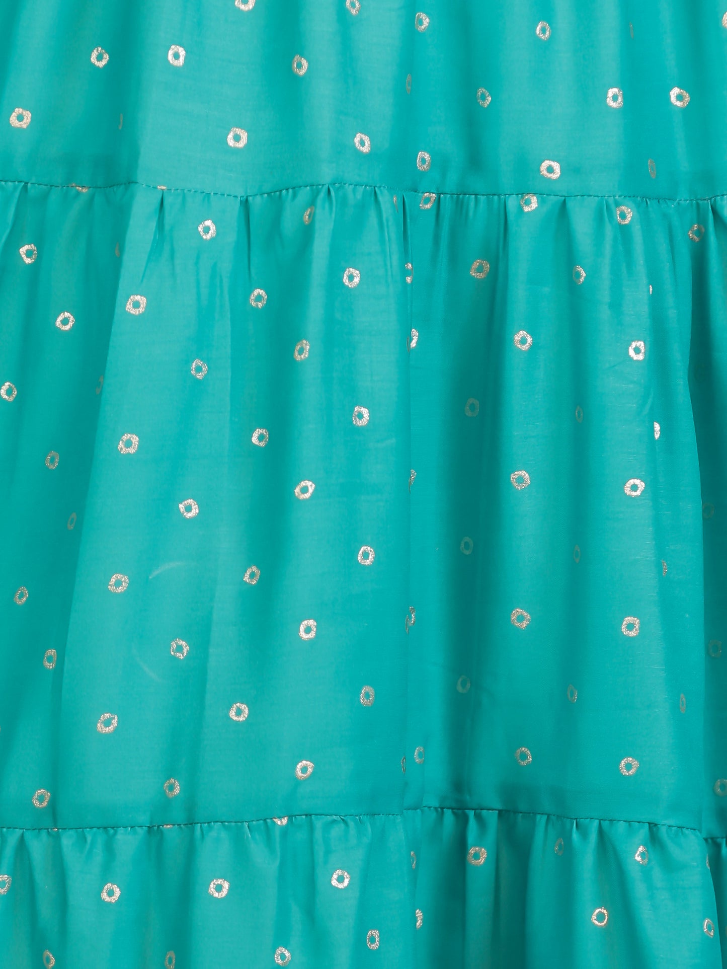 Embroidered Roman silk Gold foil Anarkali Teal Kurta