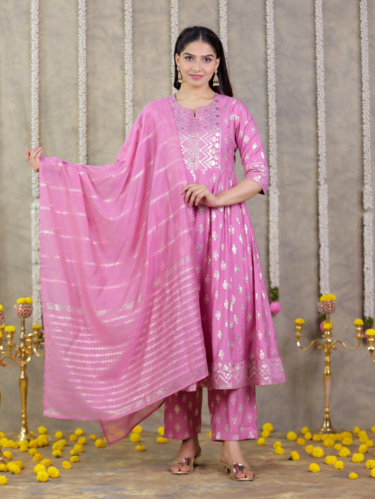 Chanderi Solid Pink Dupatta