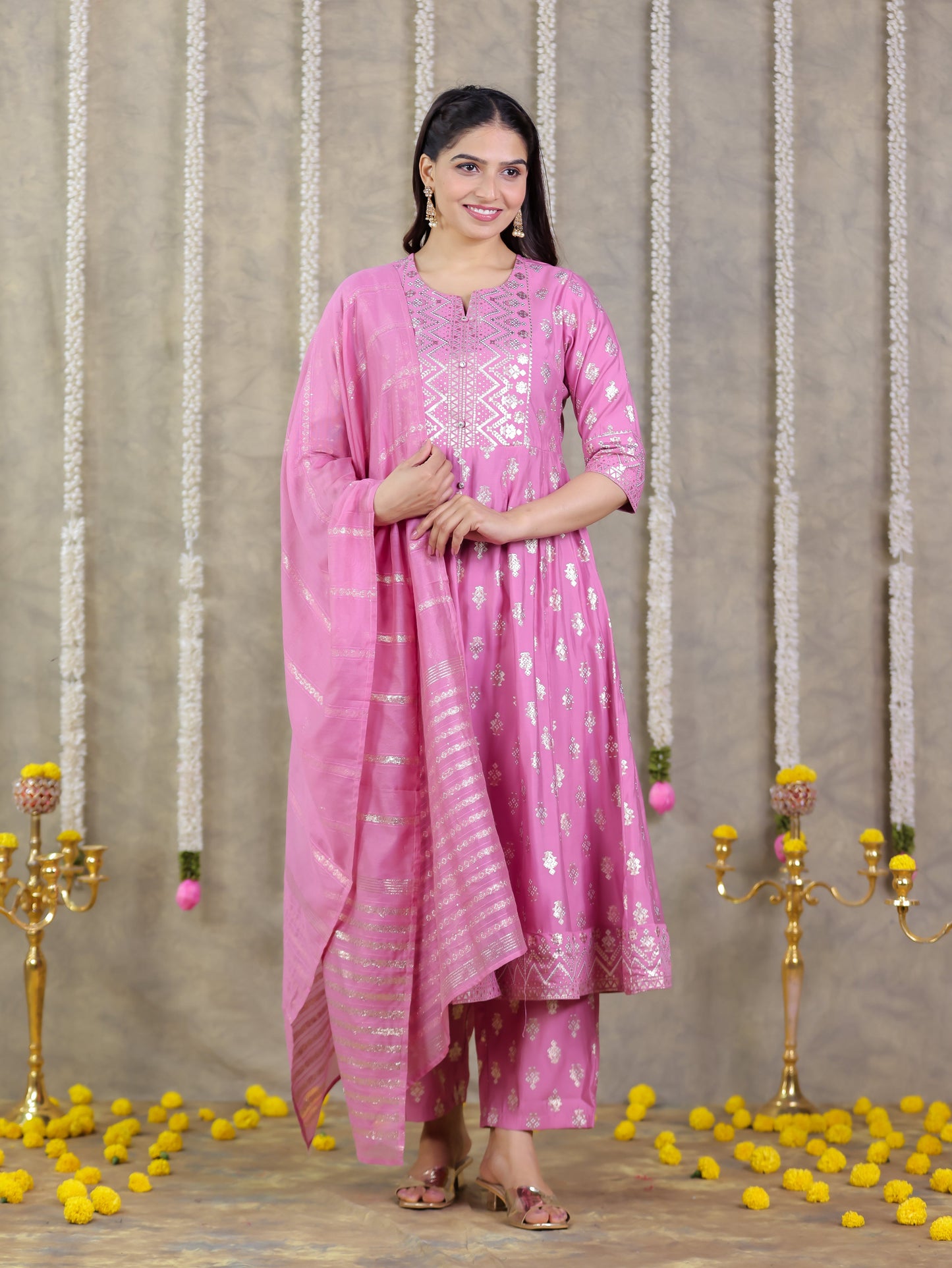 Chanderi Solid Pink Dupatta