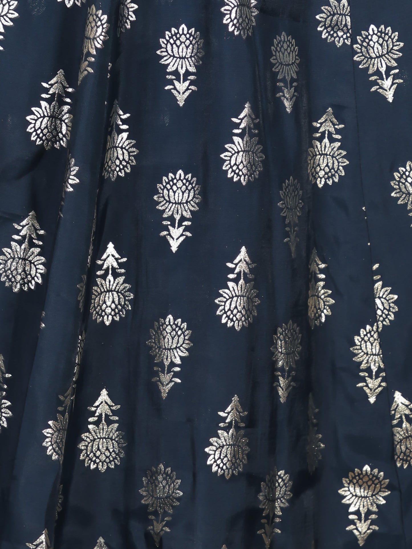Chanderi Gold foil Anarkali Blue Kurta