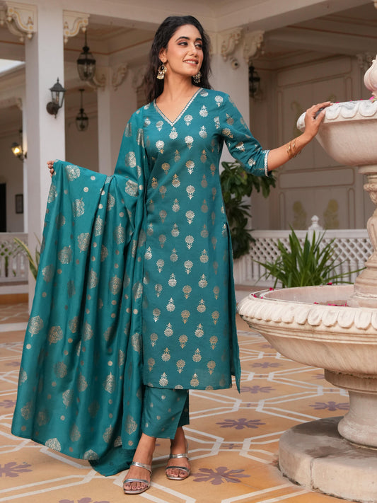 Chanderi Solid Blue Dupatta