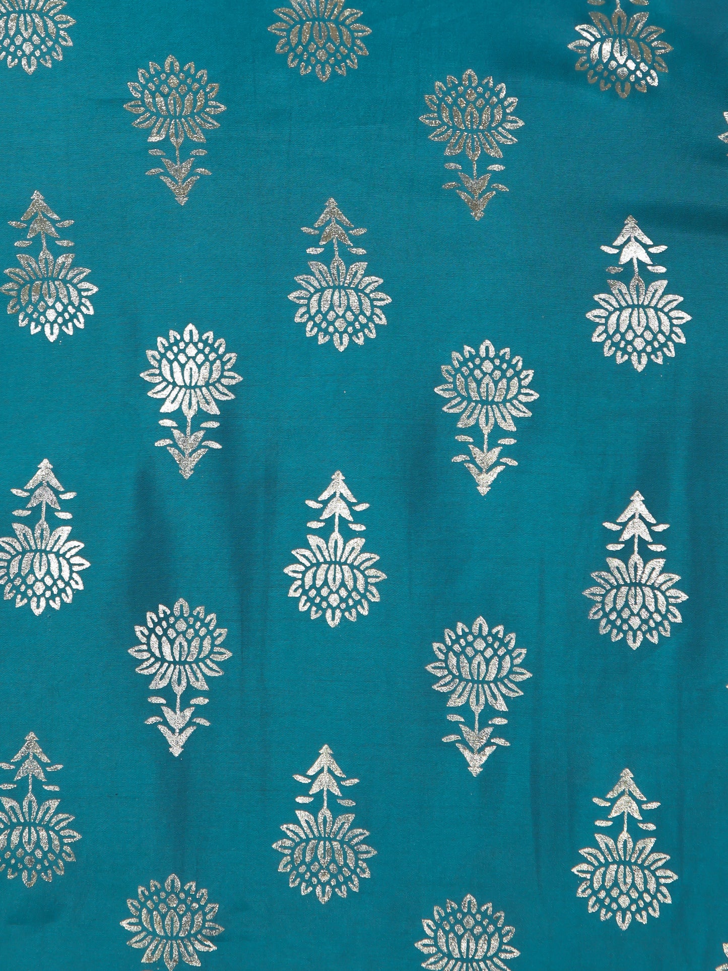 Embroidered Romen silk Gold foil Straight Blue Kurta