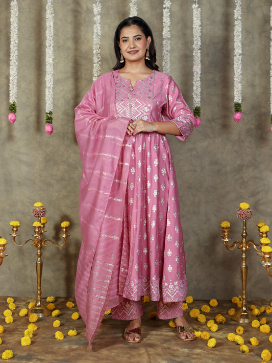 Chanderi Solid Pink Dupatta
