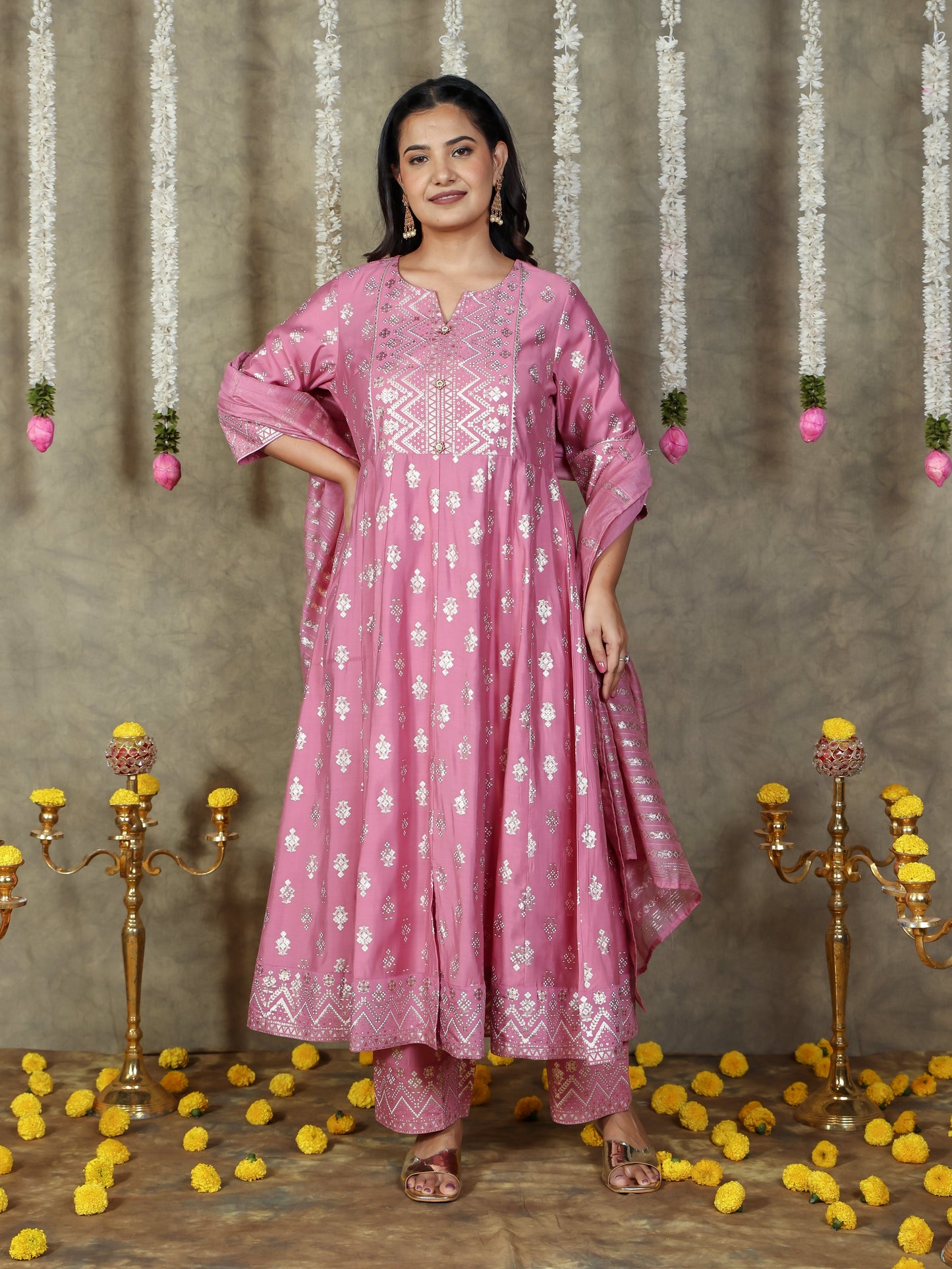 Chanderi Solid Pink Dupatta