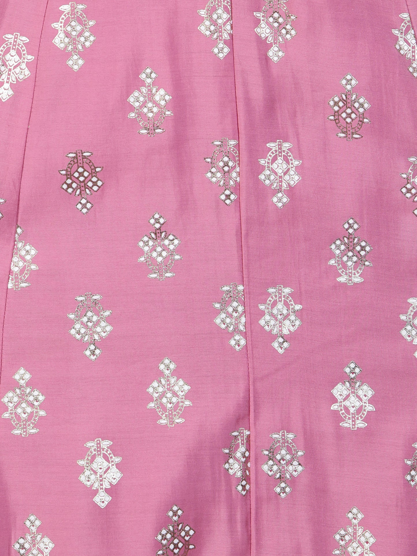Chanderi Gold foil Anarkali Pink Kurta