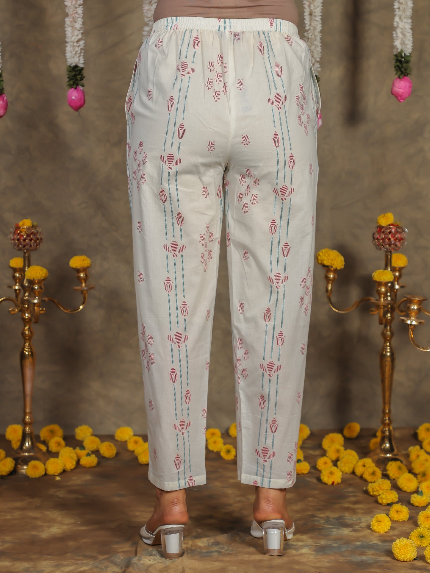 Soft Cotton Geometric High Low Off White Kurta