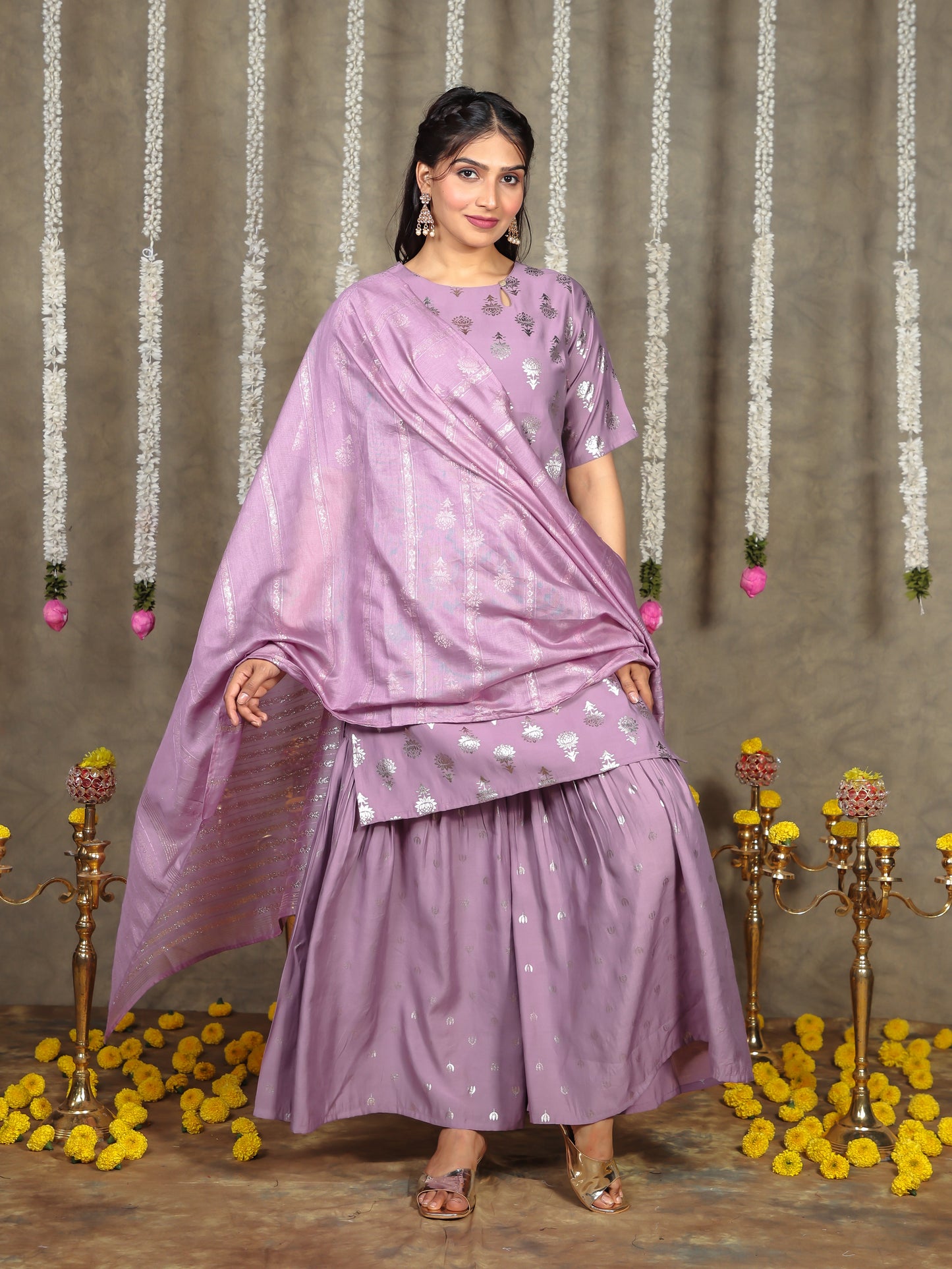 Chanderi Solid Purple Dupatta