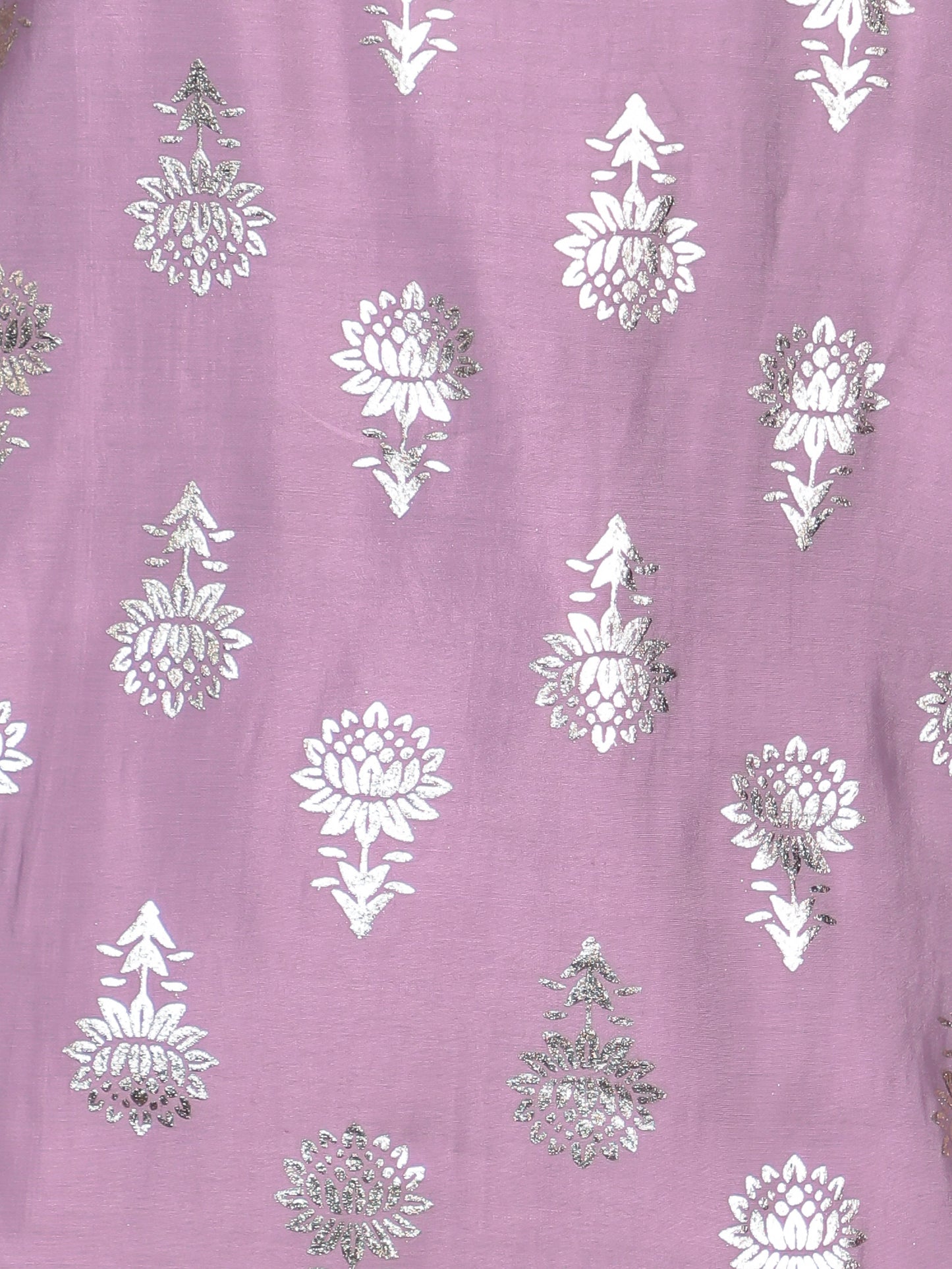 Chanderi Gold Foil Straight Purple Kurta
