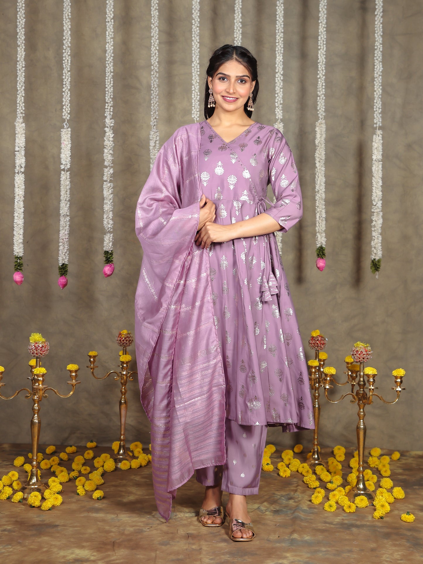 Chanderi Solid Purple Dupatta
