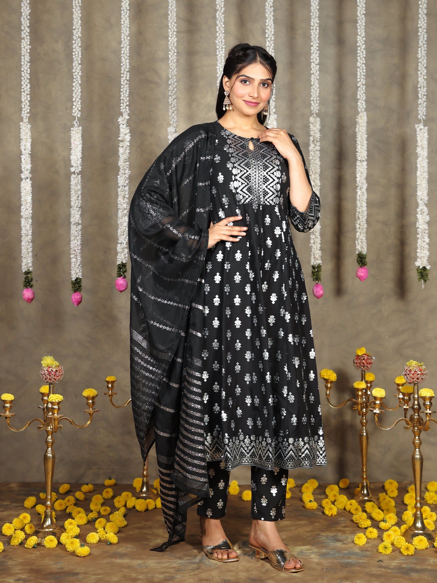 Chanderi Solid Black Dupatta