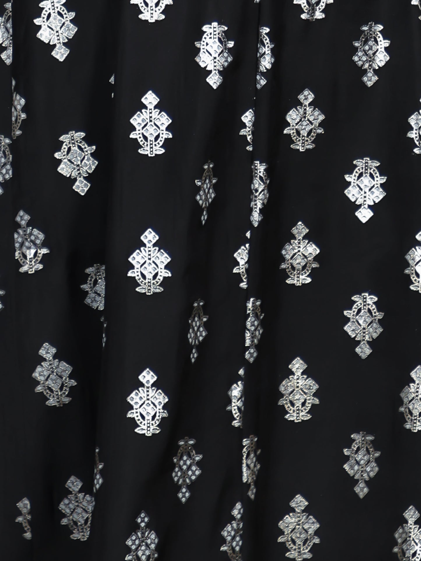Chanderi Gold foil Anarkali Black Kurta