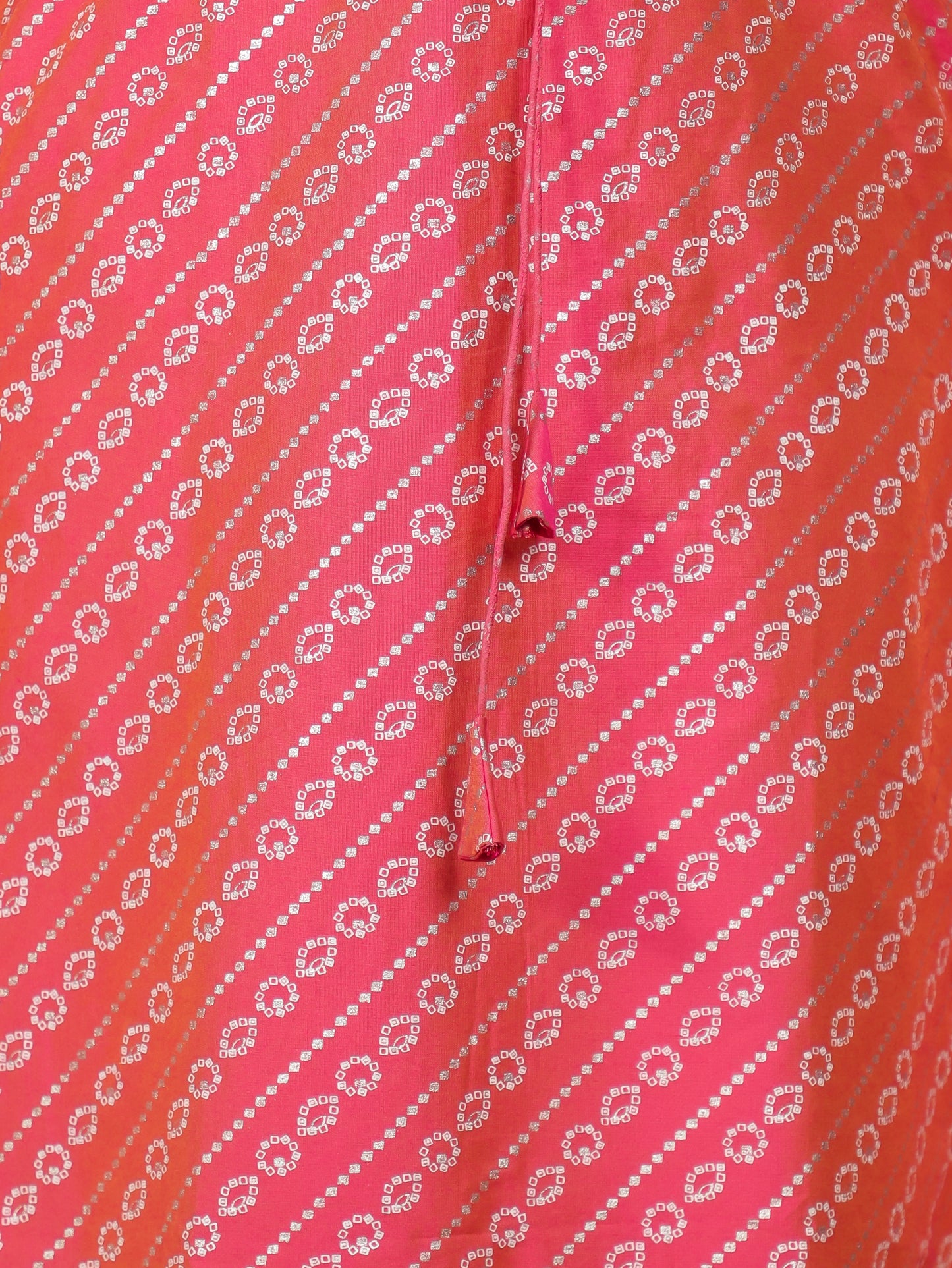 Roman silk Gold foil Kaftan Pink Kurta
