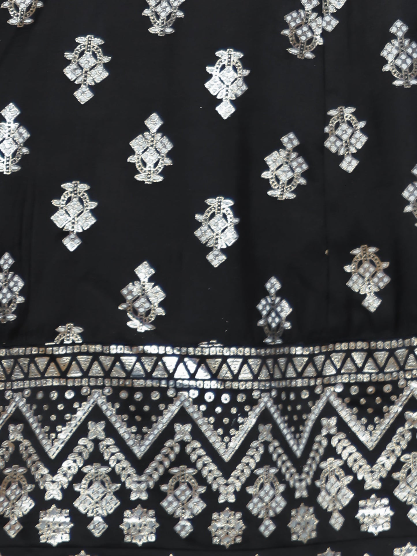 Chanderi Gold foil Anarkali Black Kurta
