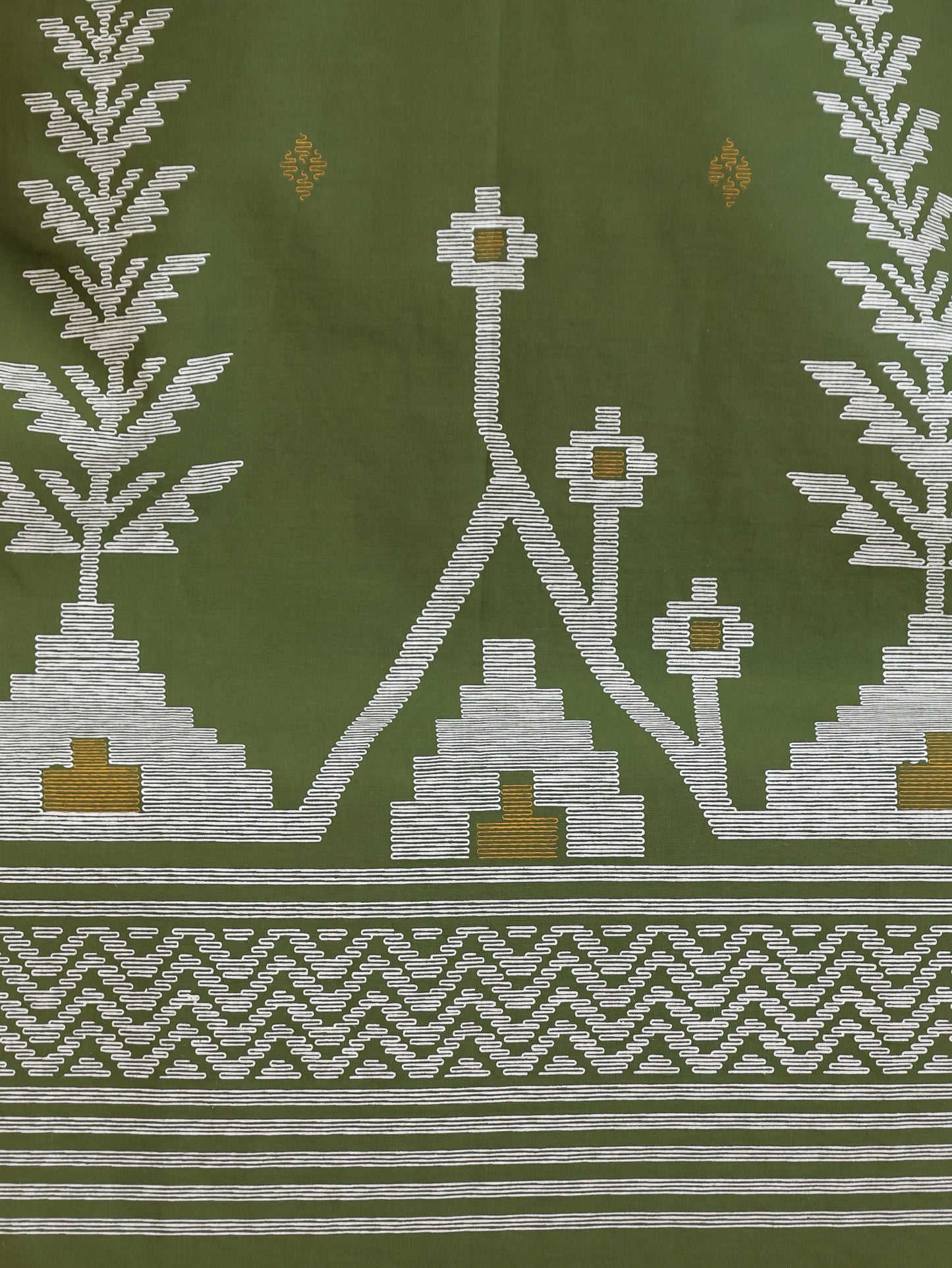 Soft Cotton Geometric Straight Green Kurta