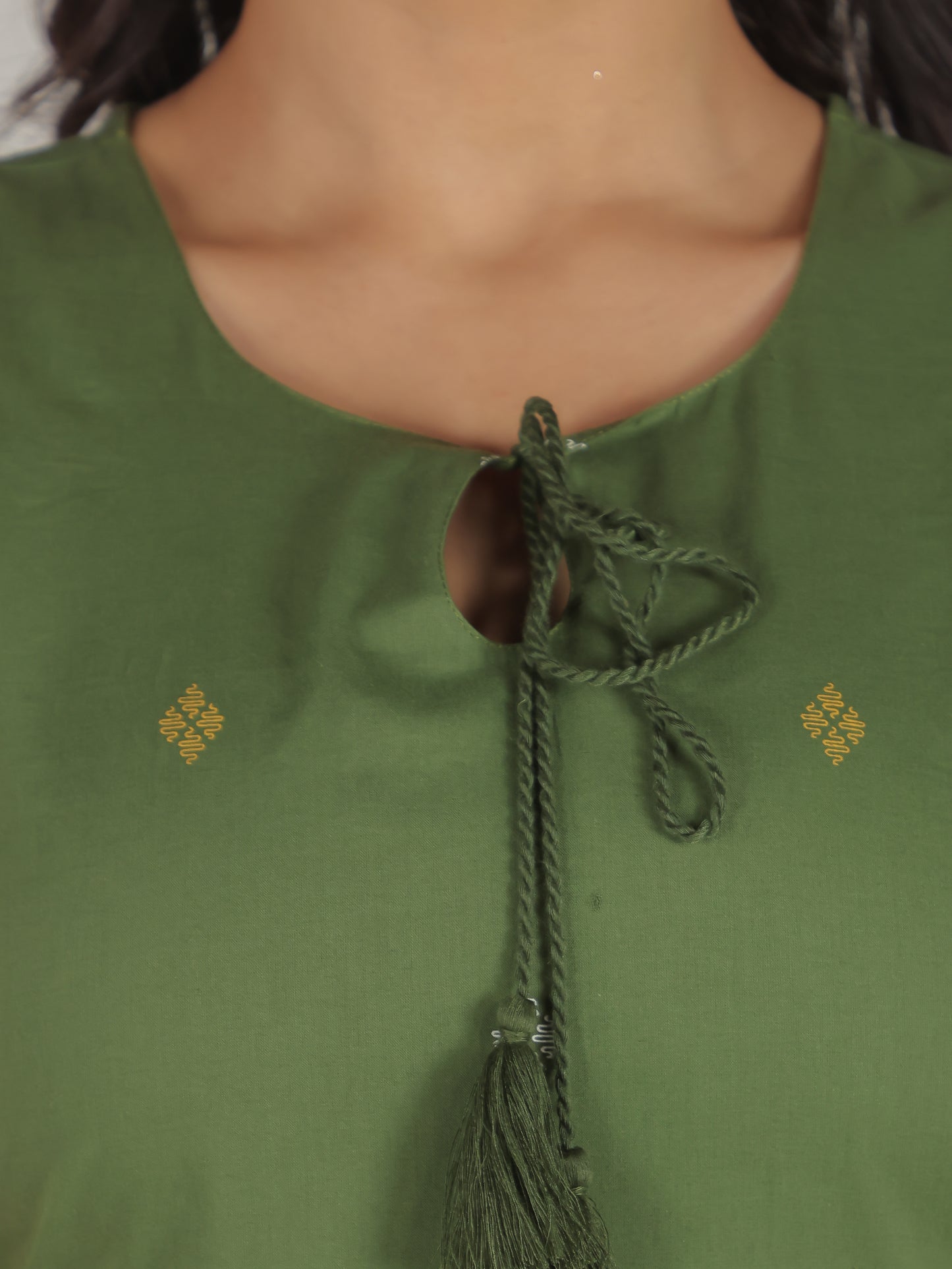 Soft Cotton Geometric Straight Green Kurta