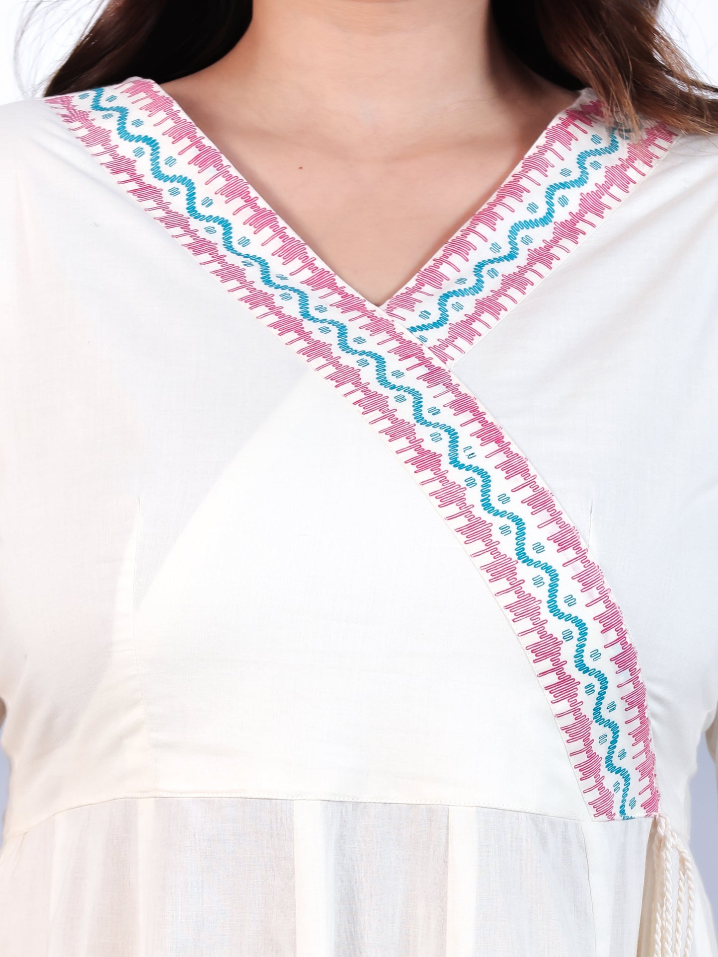 Soft Cotton Solid Angrakha Off White Kurta