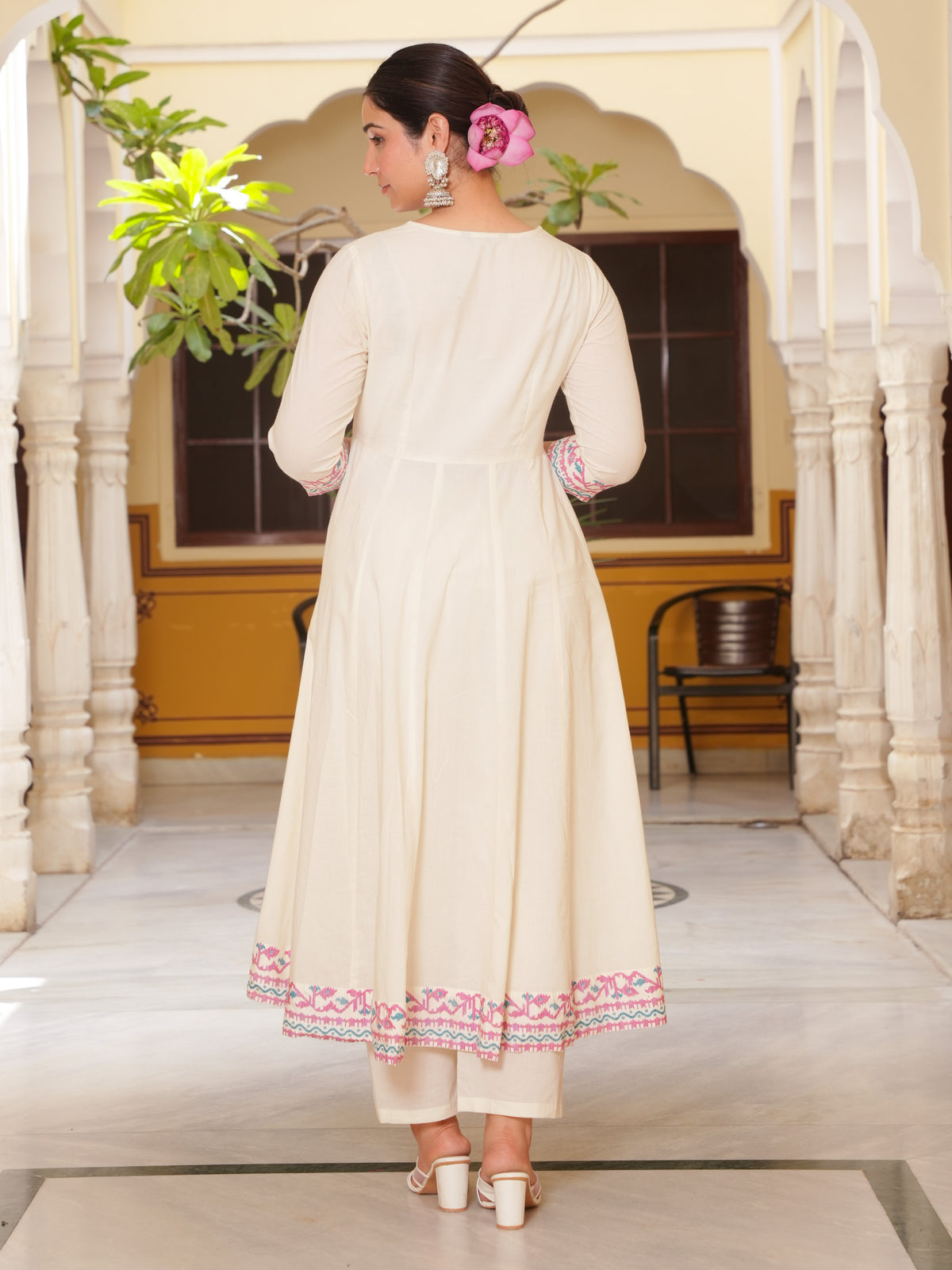 Soft Cotton Solid Angrakha Off White Kurta
