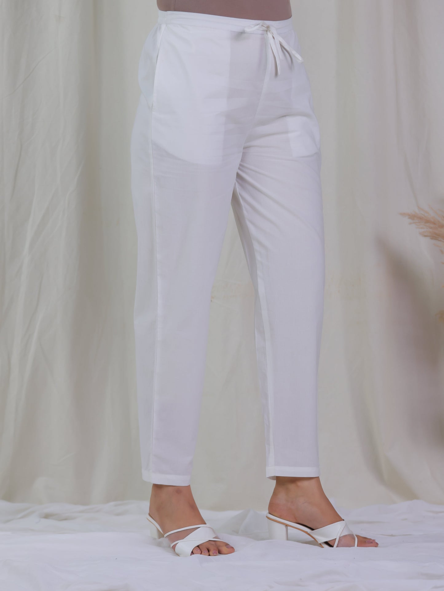 Soft Cotton Geometric Straight White Kurta