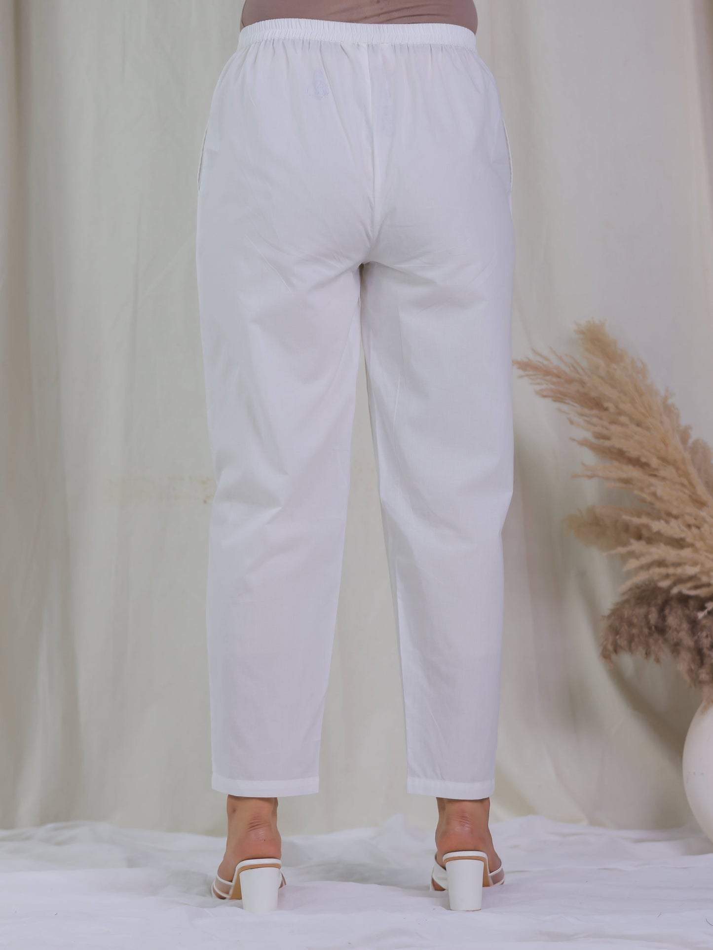 Soft Cotton Geometric Straight White Kurta