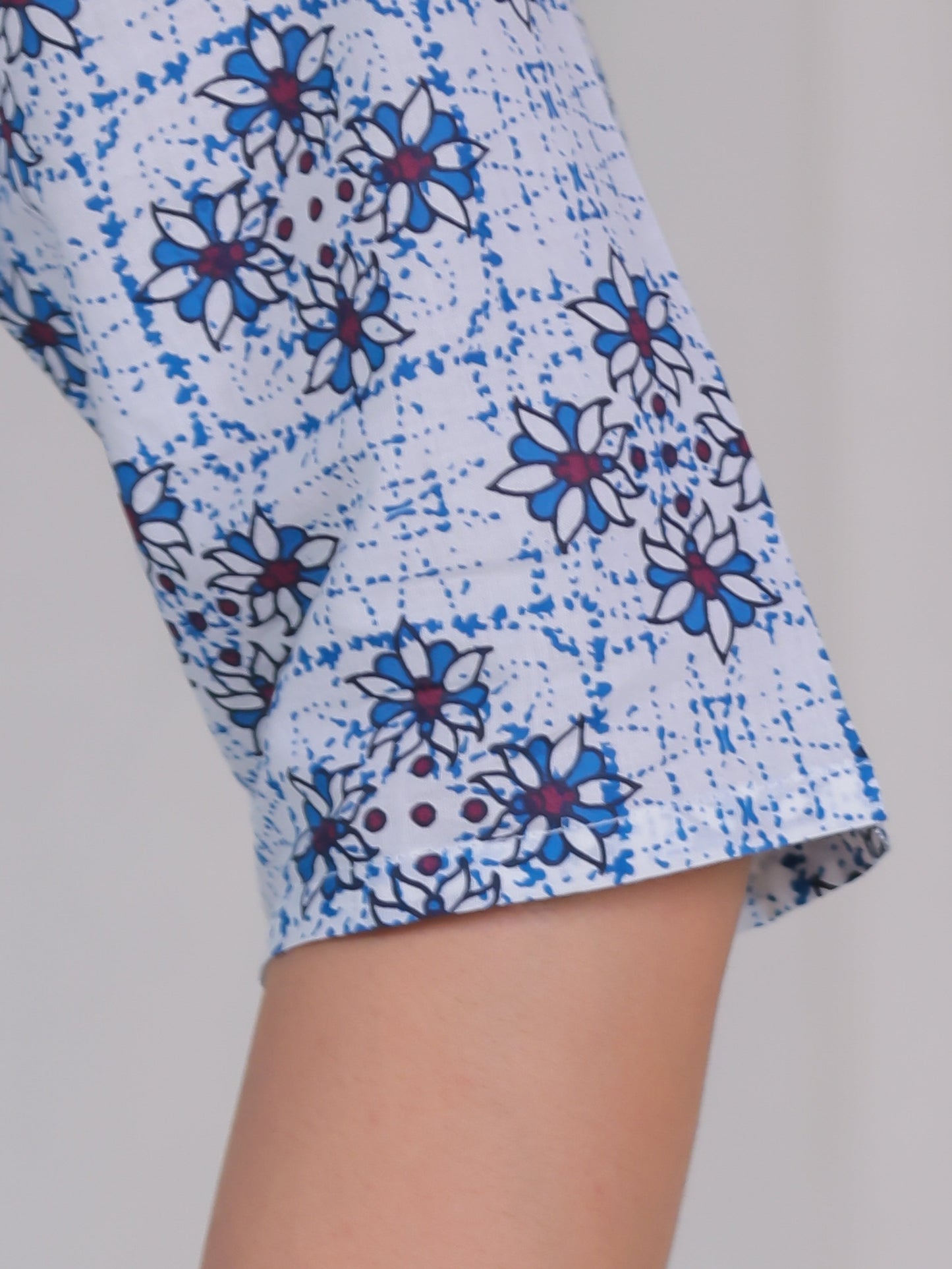 Soft Cotton Geometric Straight White Kurta