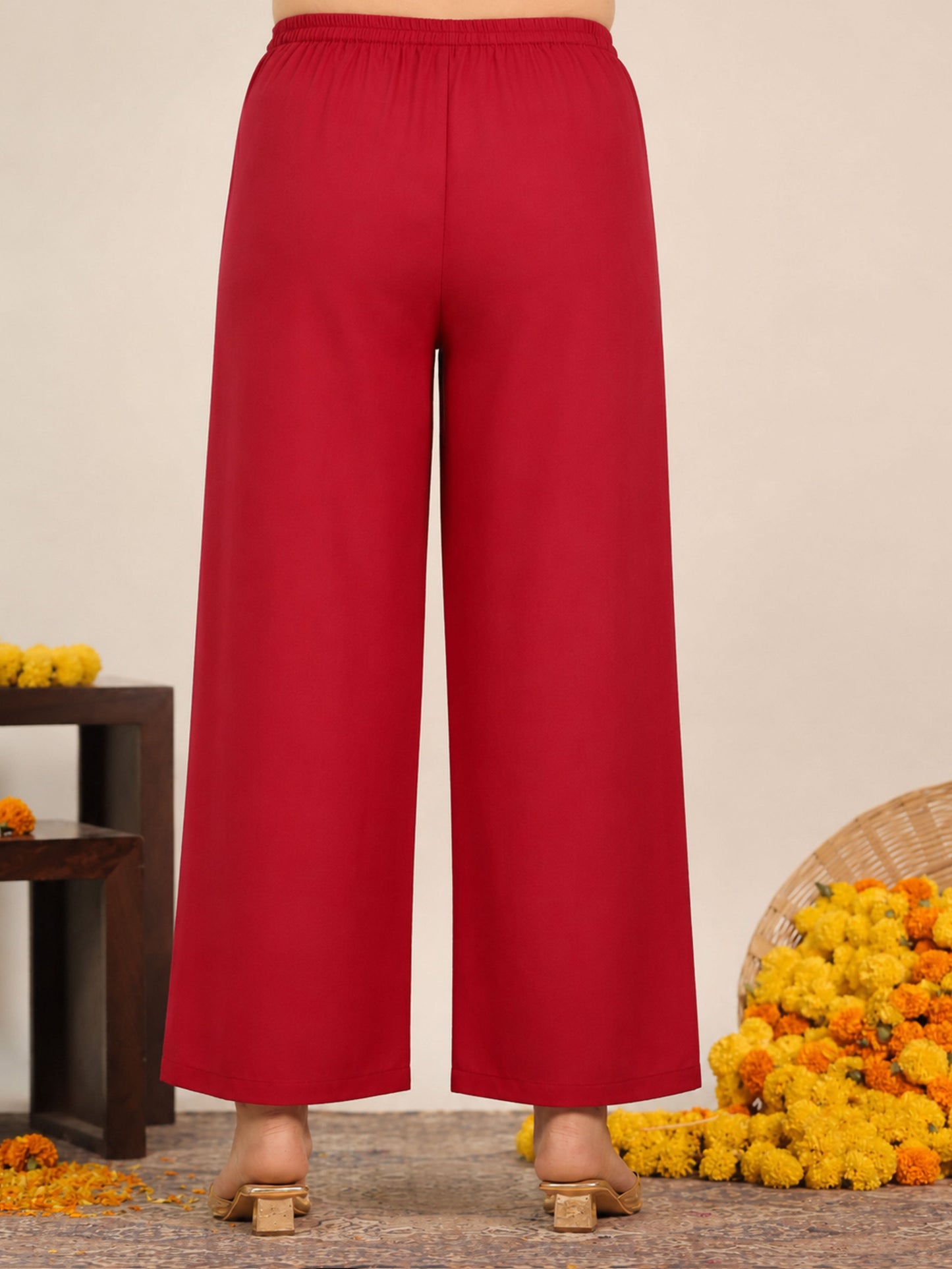 Cotton Voile Solid Maroon Palazzo