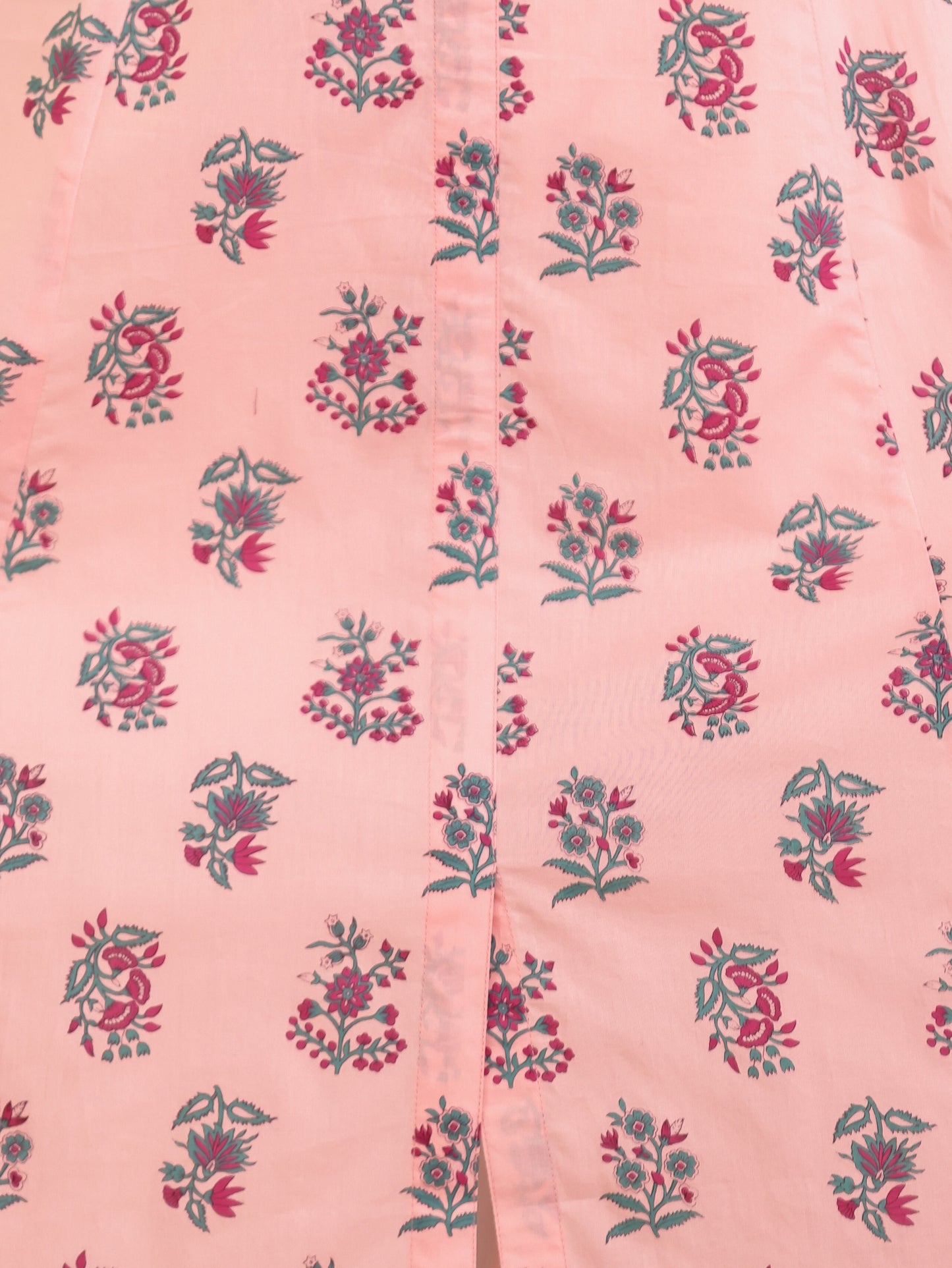 Soft Cotton Floral High Low Peach Kurta