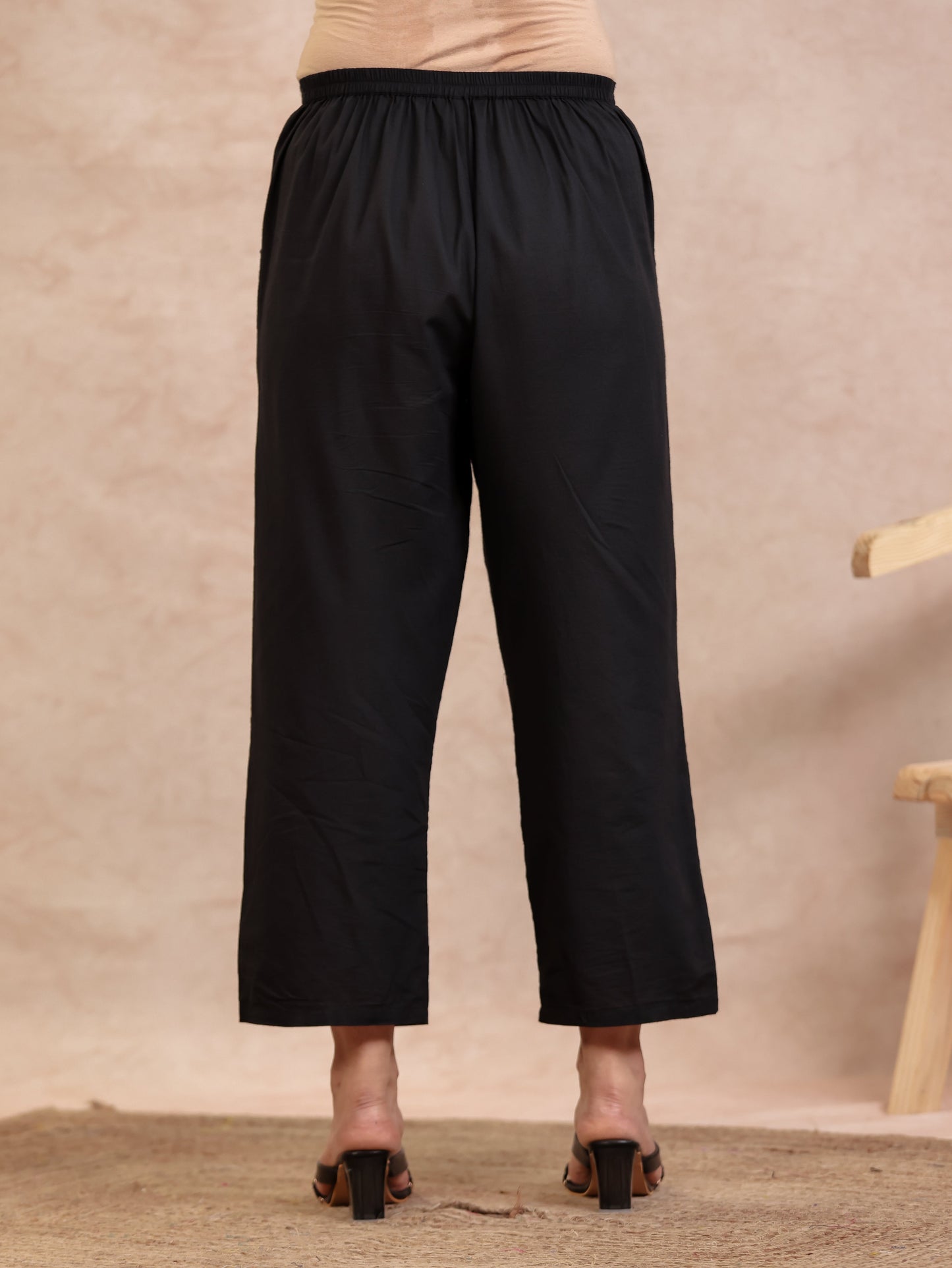 Viscose Geometric Straight Black Kurta