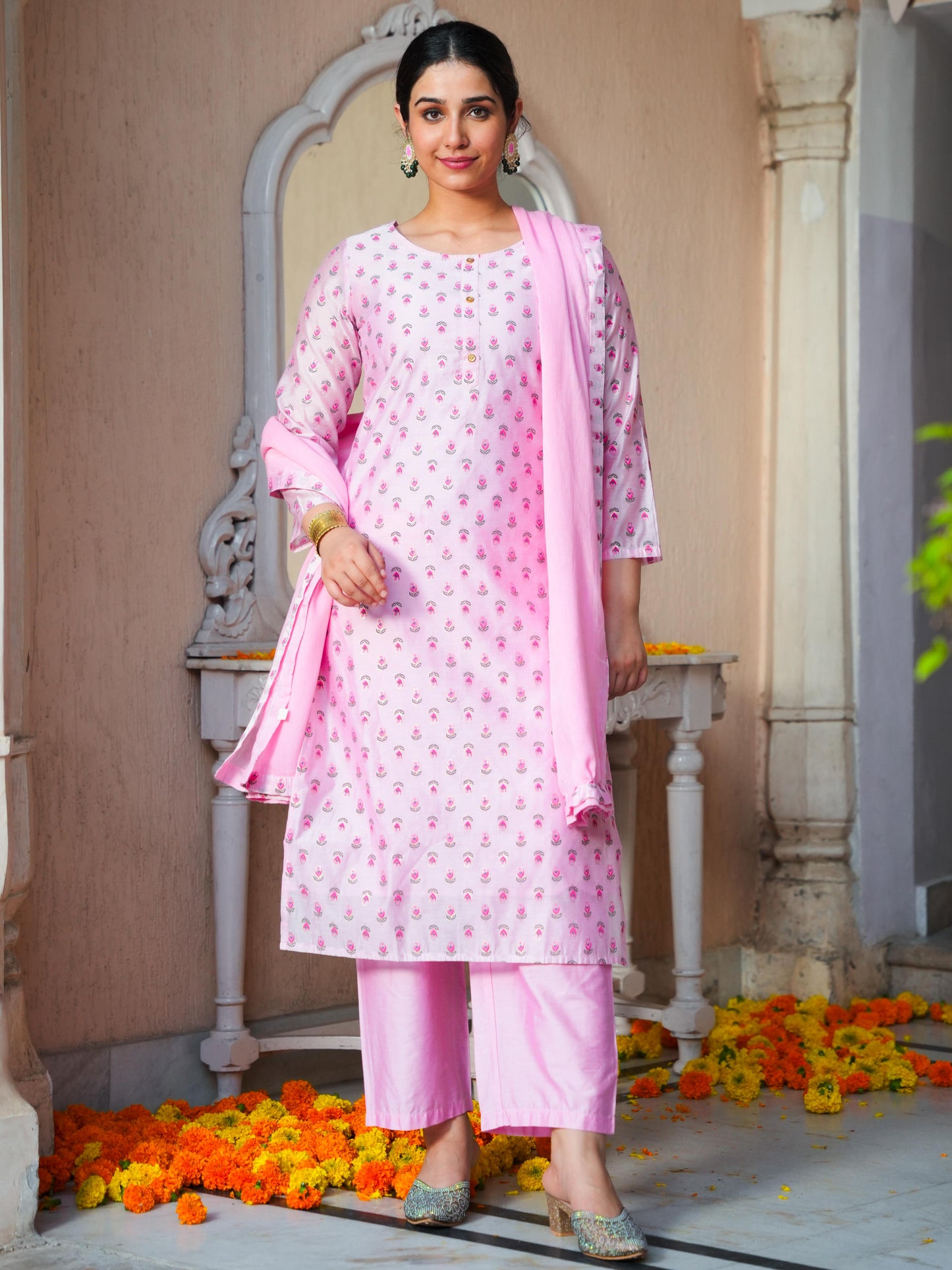 Cotton Voile Solid Baby Pink Dupatta
