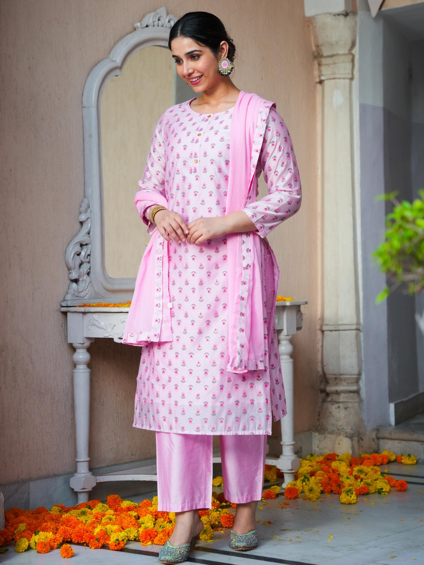 Cotton Voile Solid Baby Pink Dupatta