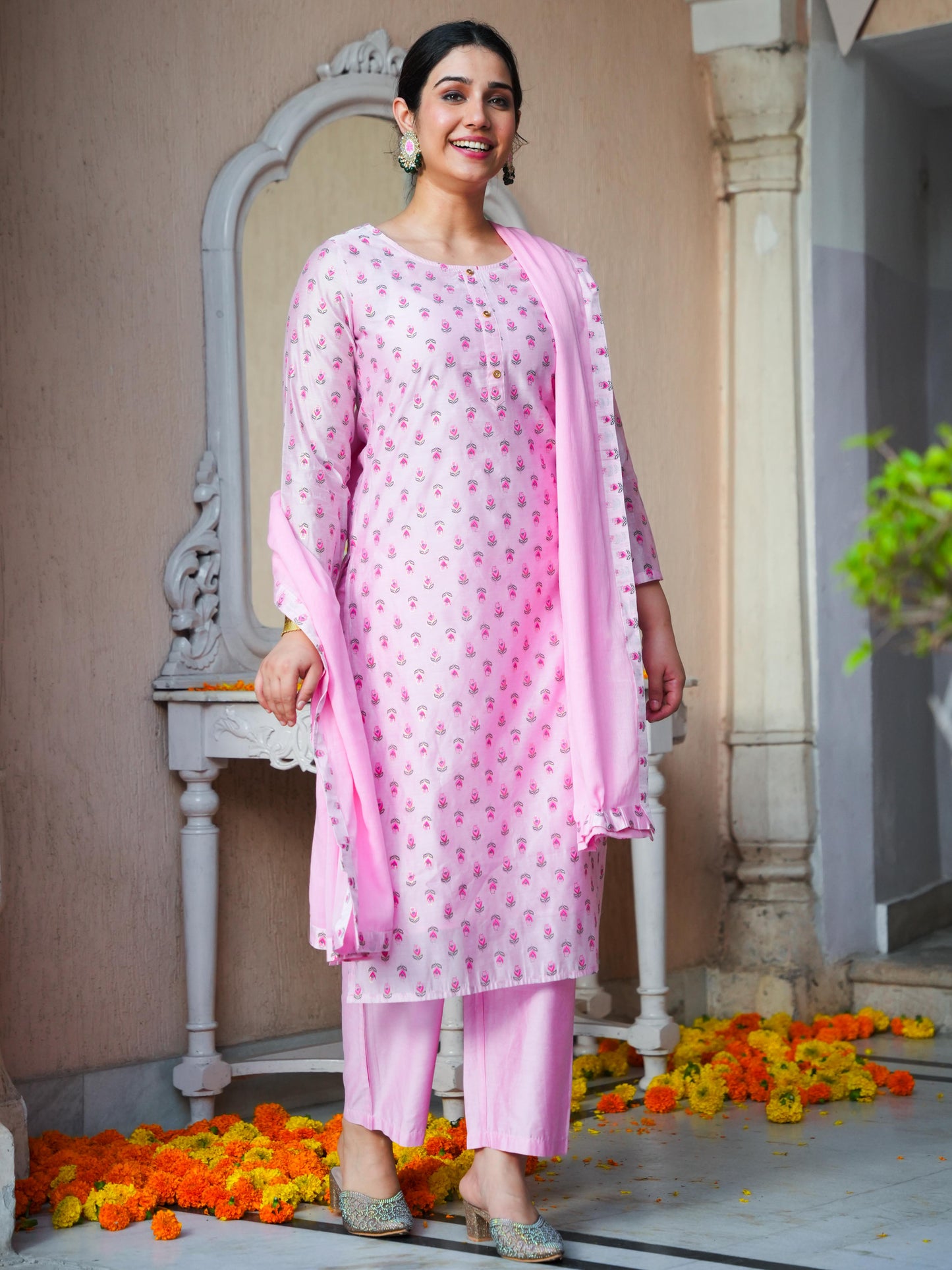 Cotton Voile Solid Baby Pink Dupatta