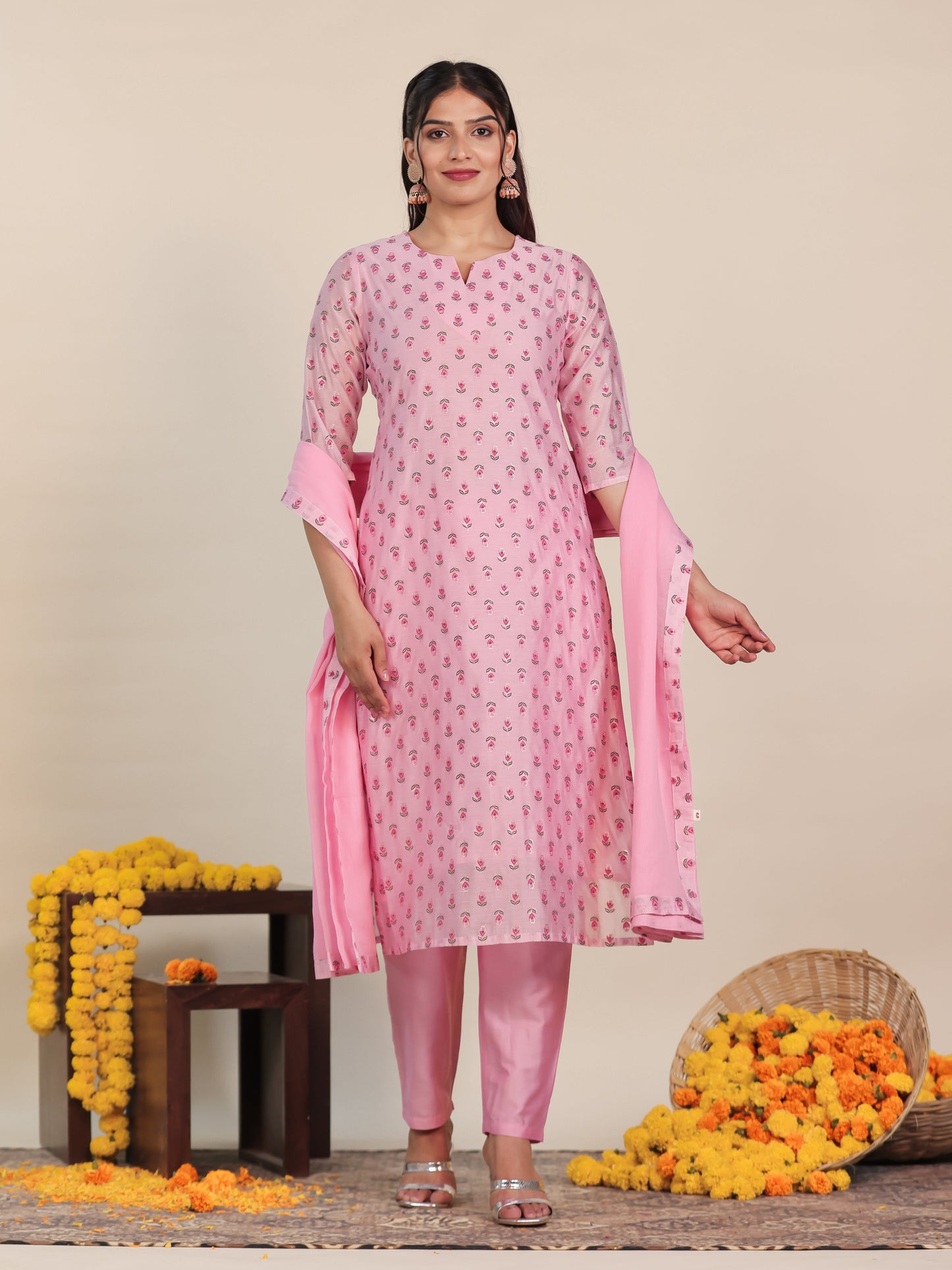 Cotton Voile Solid Baby Pink Dupatta