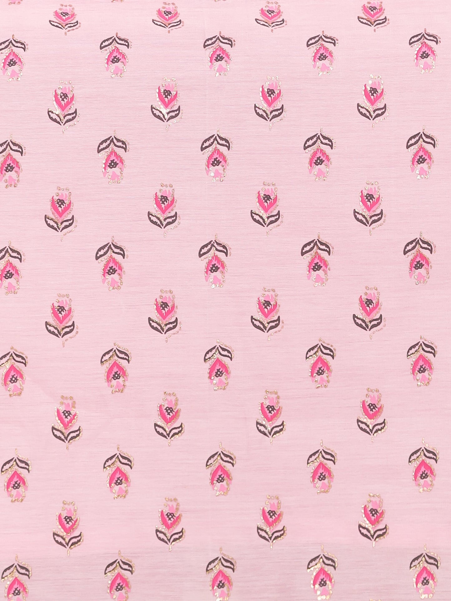 Chanderi Floral Straight Baby Pink Kurta