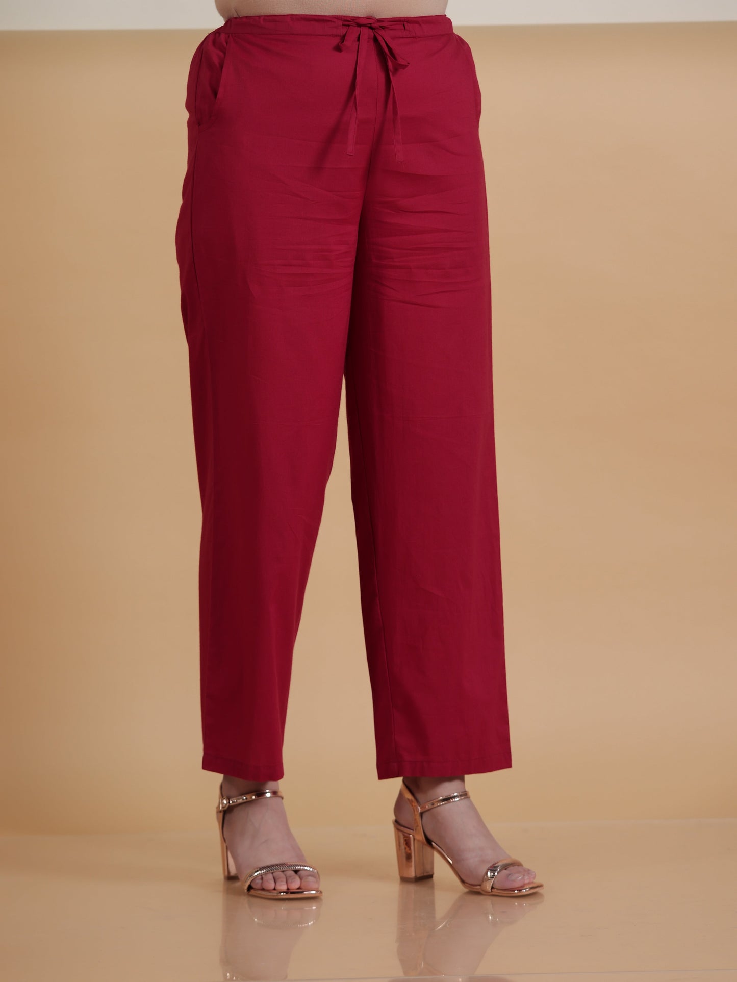 Soft Cotton Solid Straight Maroon Kurta