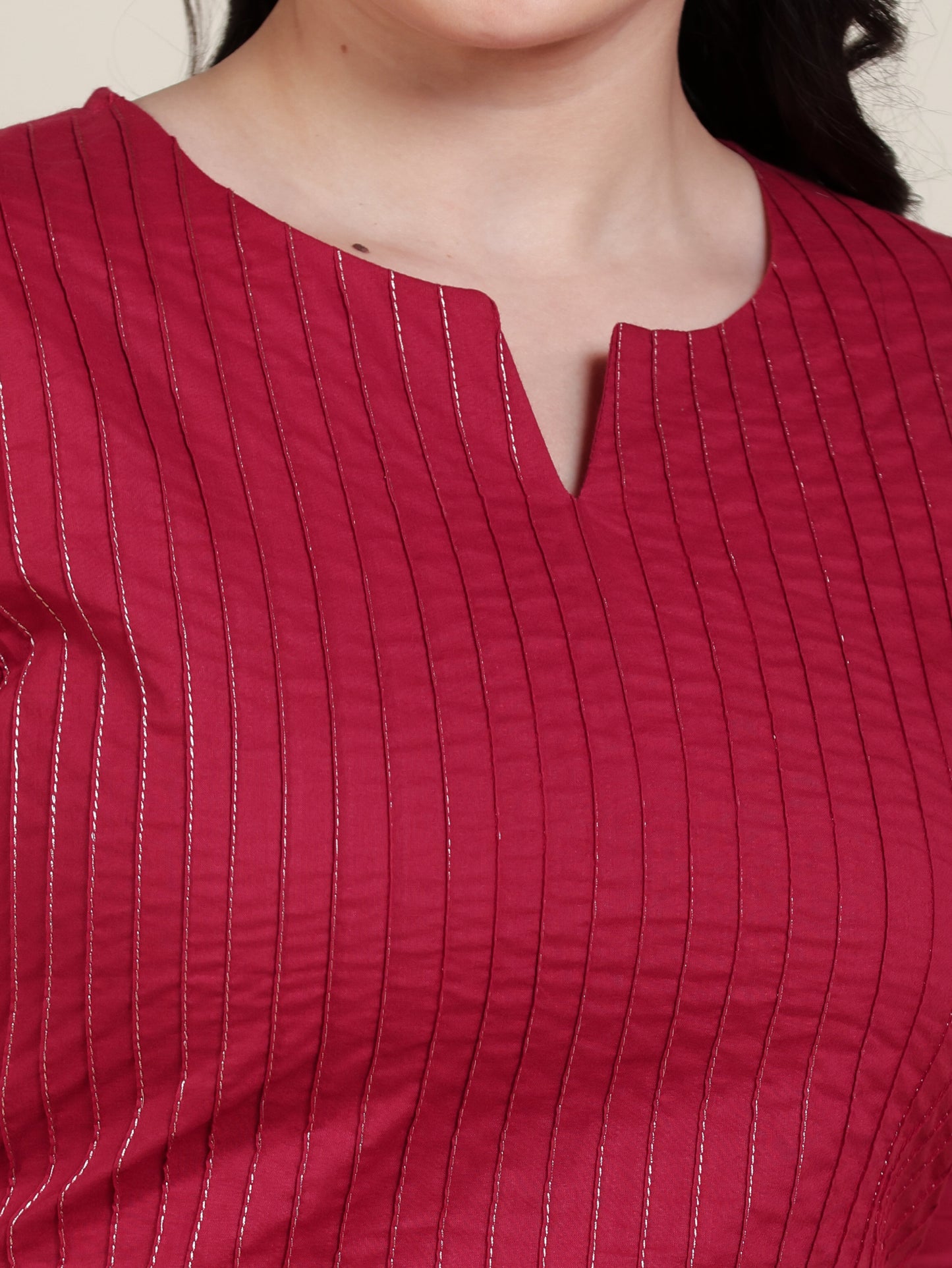 Soft Cotton Solid Straight Maroon Kurta