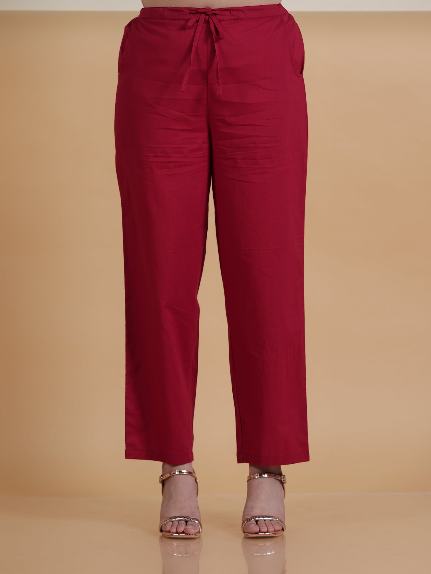 Soft Cotton Solid Straight Maroon Kurta