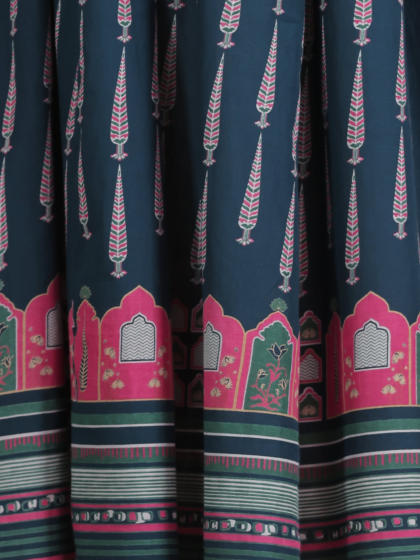 Soft Cotton Mughal Print Anarkali Blue Dress