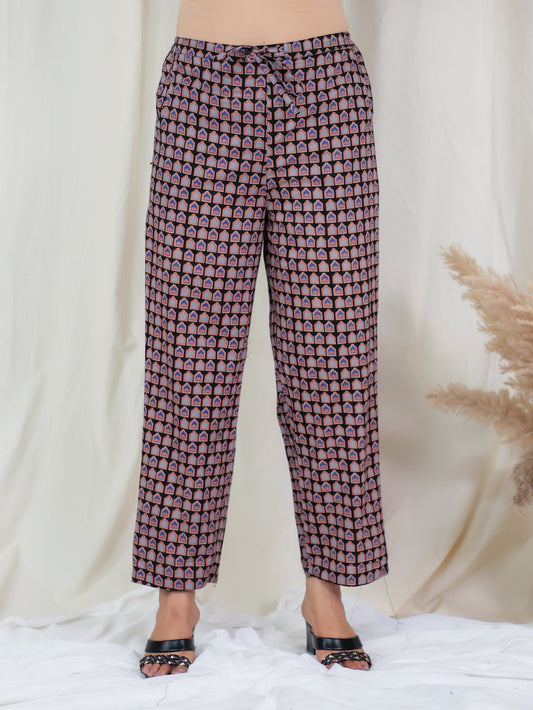 Soft Cotton Ajrakh Black Tapered Tapered Trousers