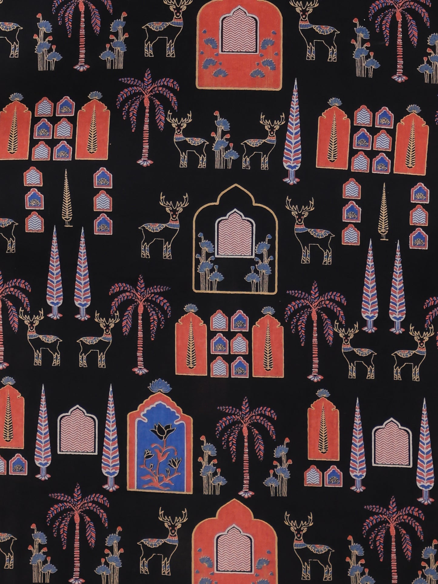 Soft Cotton Ajrakh Straight Black Kurta