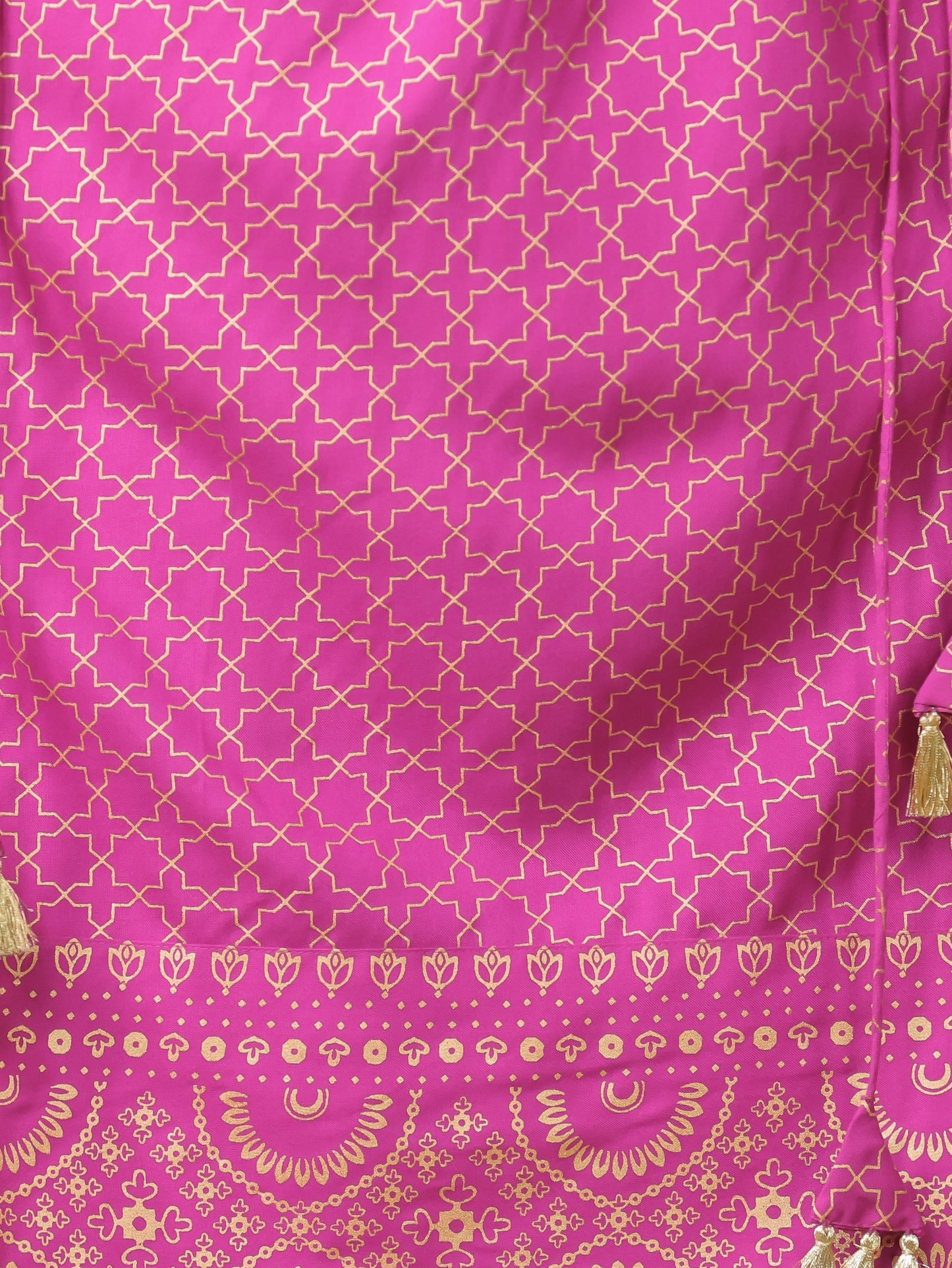 Embroidered Viscose Gold foil Flared Pink Kurta