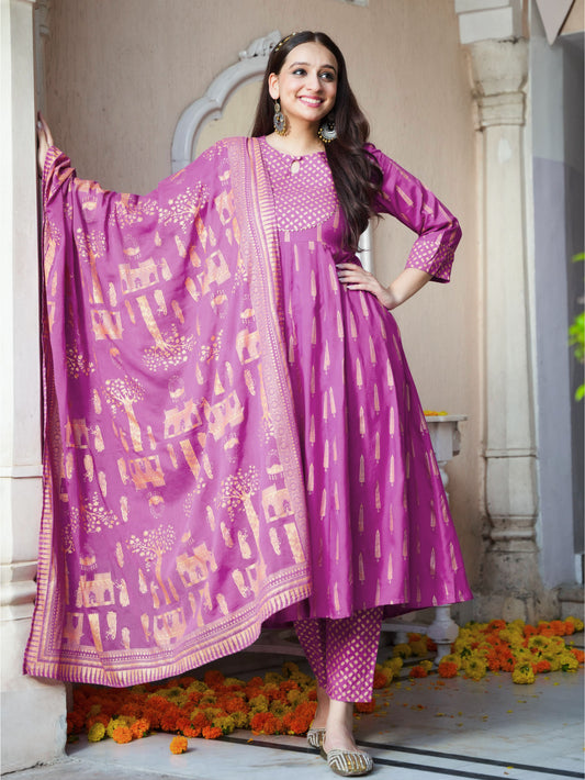 Cotton Voile Gold foil Pink Dupatta