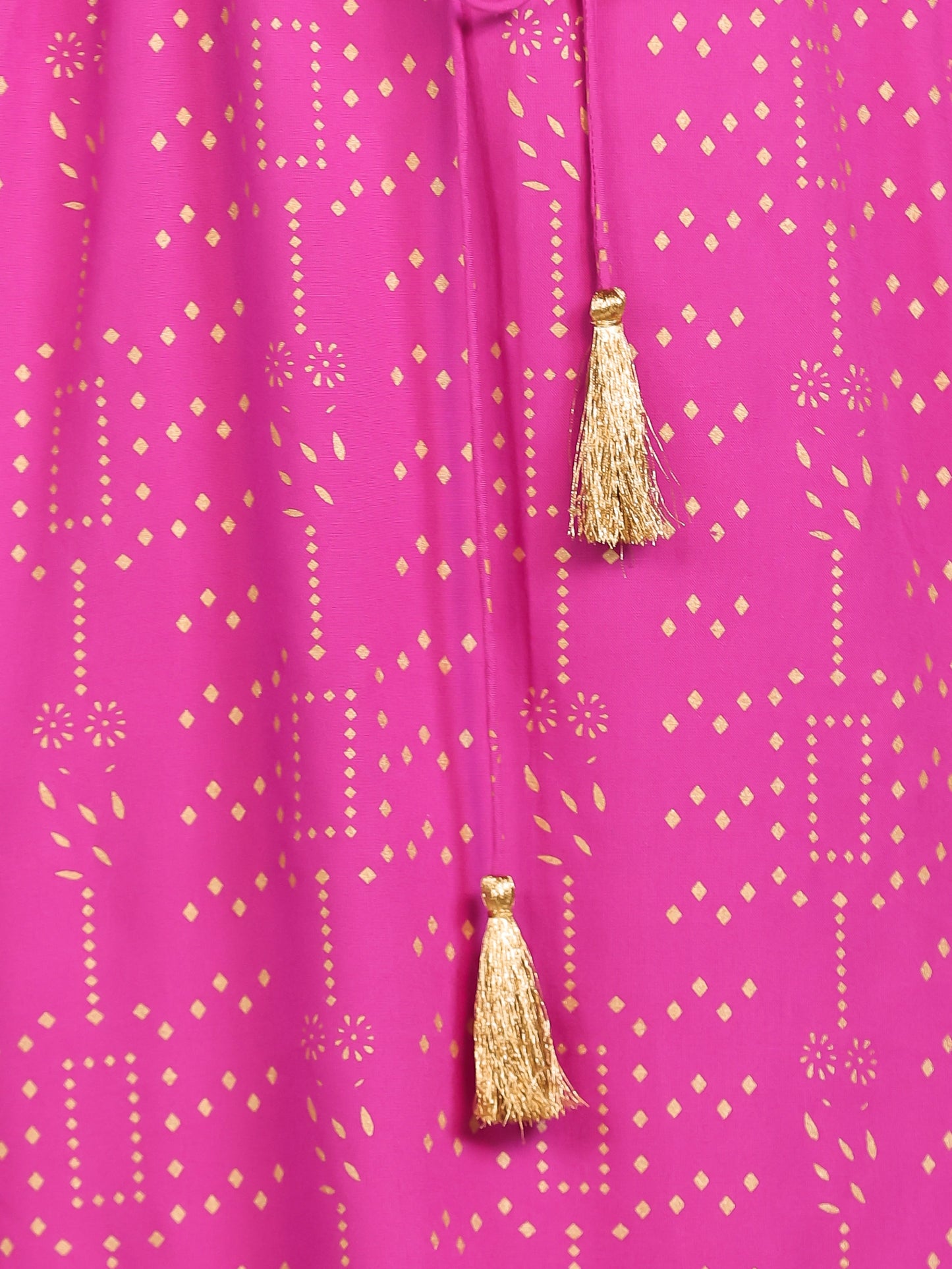 Embroidered Viscose Gold foil Kaftan Pink Kurta
