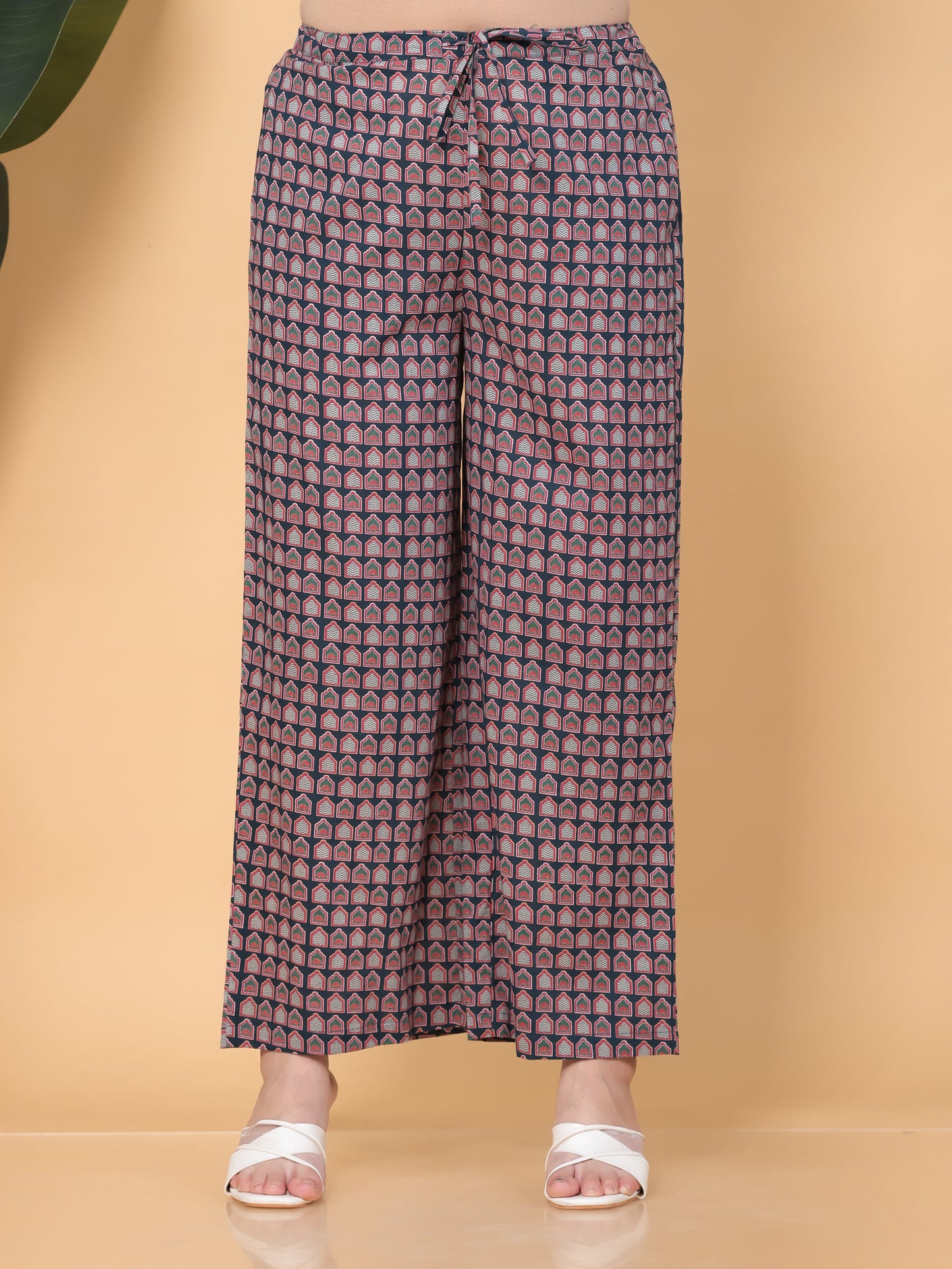 Soft Cotton Mughal Print Teal Palazzo