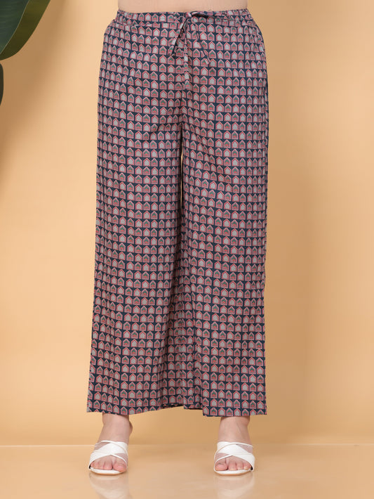 Soft Cotton Mughal Print Teal Palazzo