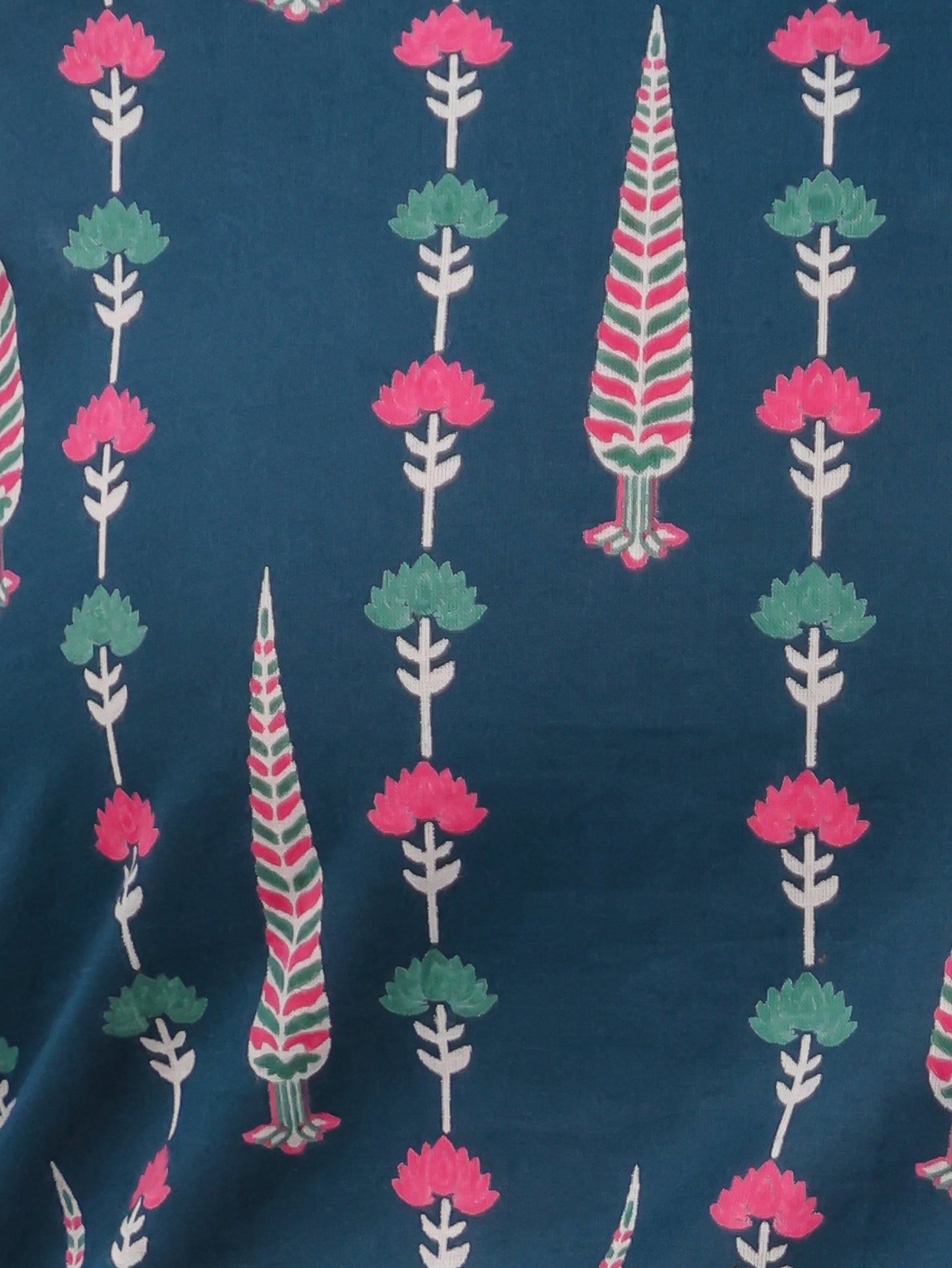 Soft Cotton Butti Straight Teal Short Kurta