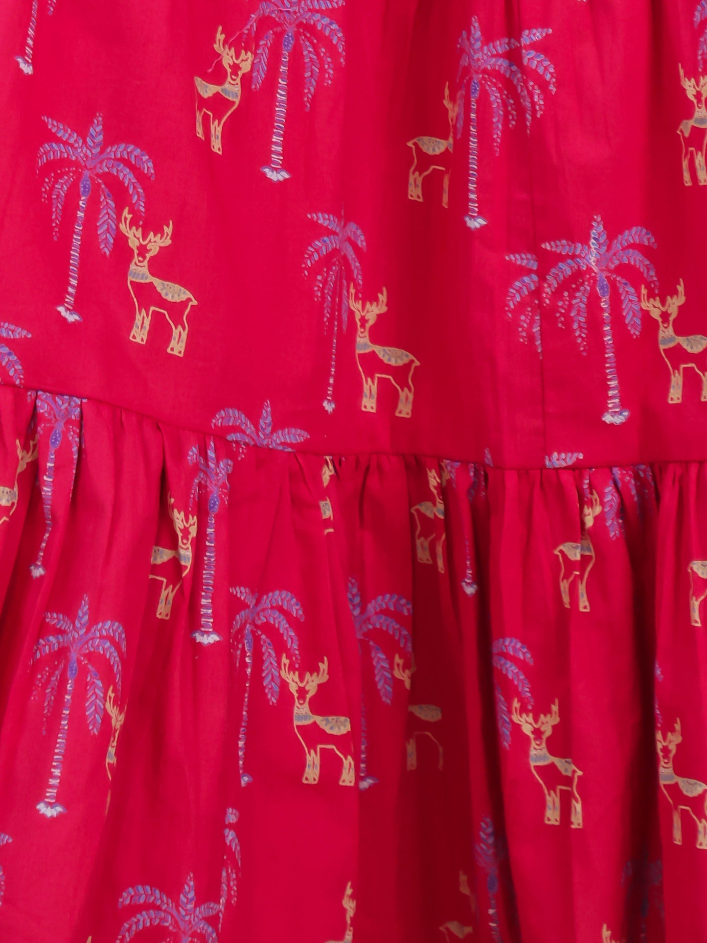 Soft Cotton Animal Anarkali Maroon Dress