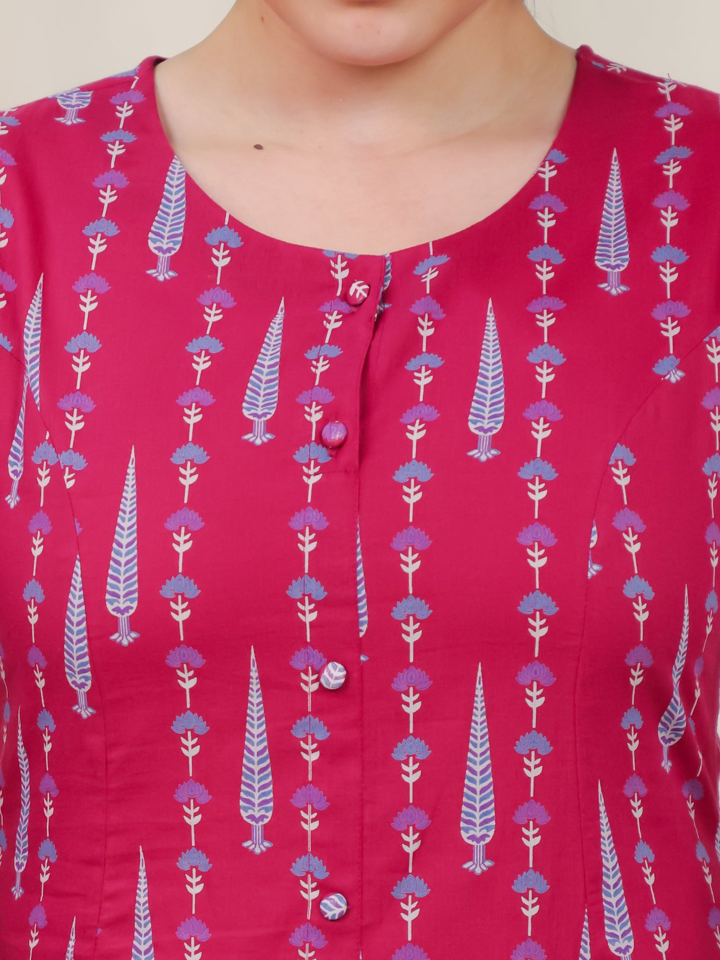 Soft Cotton Floral Flared Maroon Kurta