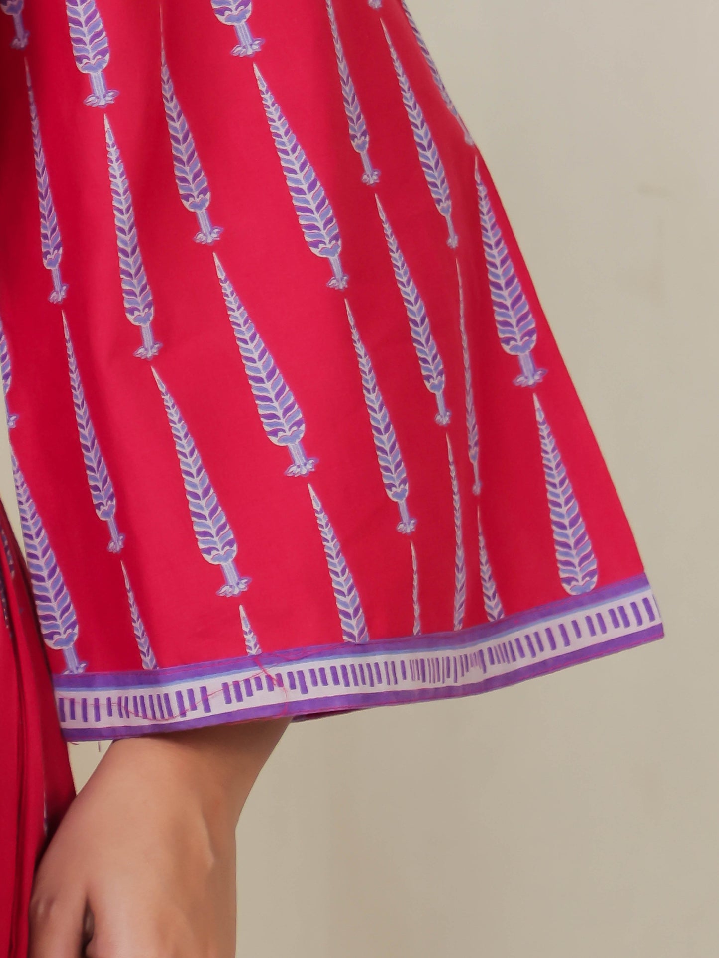 Soft Cotton Ajrakh Gathered Pink Dress