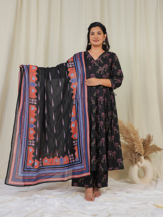 Cotton Voile Mughal Black Dupatta