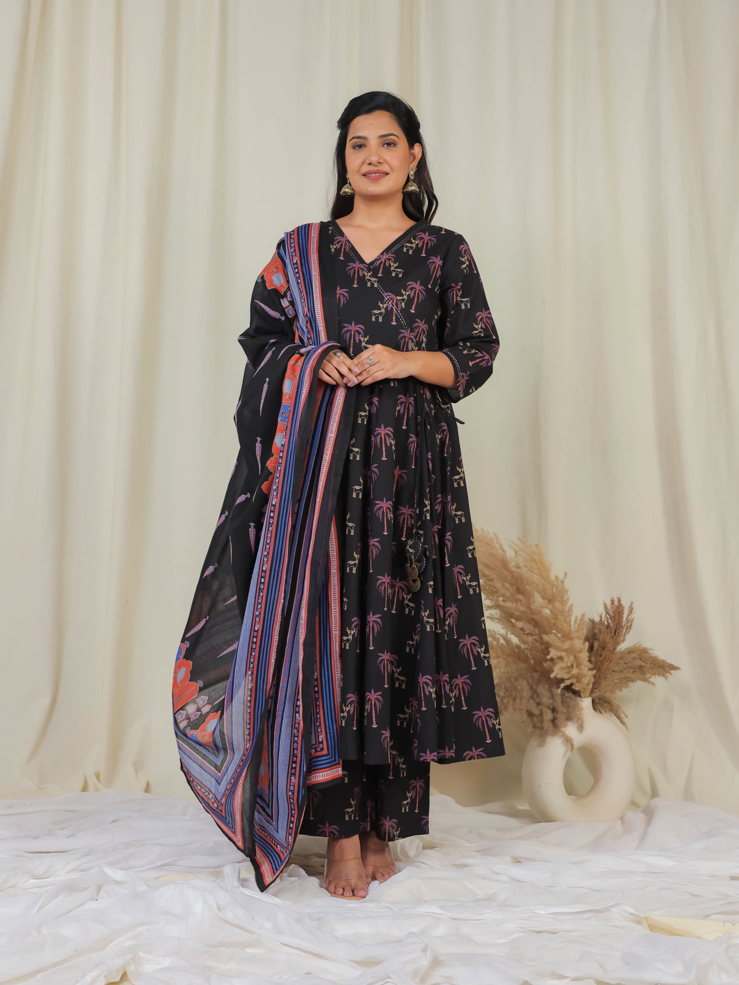 Cotton Voile Mughal Black Dupatta